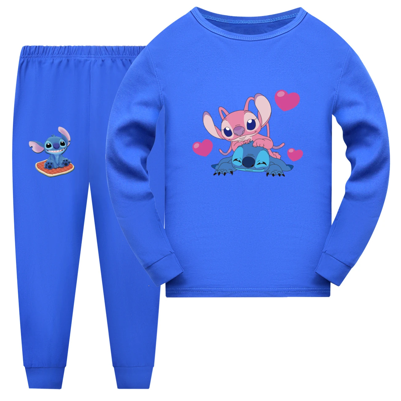 Family Mixed-Sleeve Lounge Collection — 3505, Style 12 · Long Sleeve · Blue