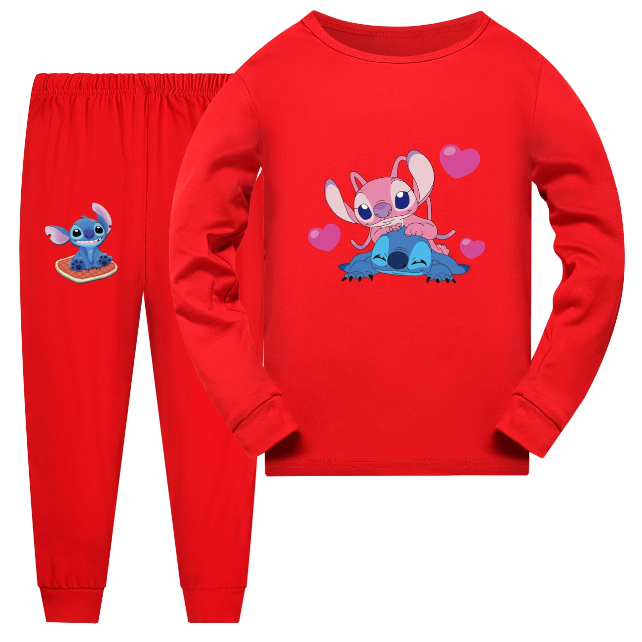 Family Mixed-Sleeve Lounge Collection — 3505, Style 14 · Long Sleeve · Red