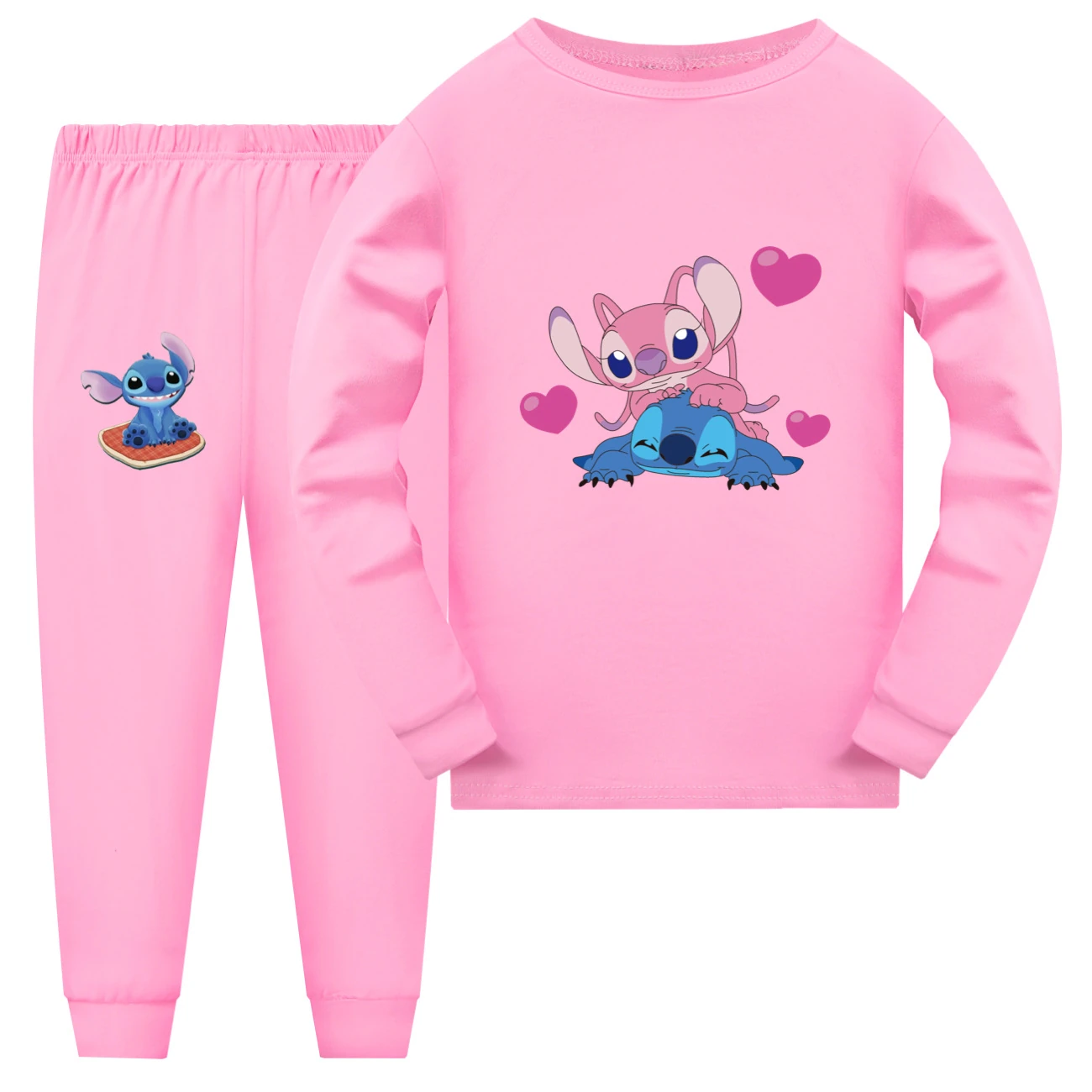 Family Mixed-Sleeve Lounge Collection — 3505, Style 15 · Long Sleeve · Pink