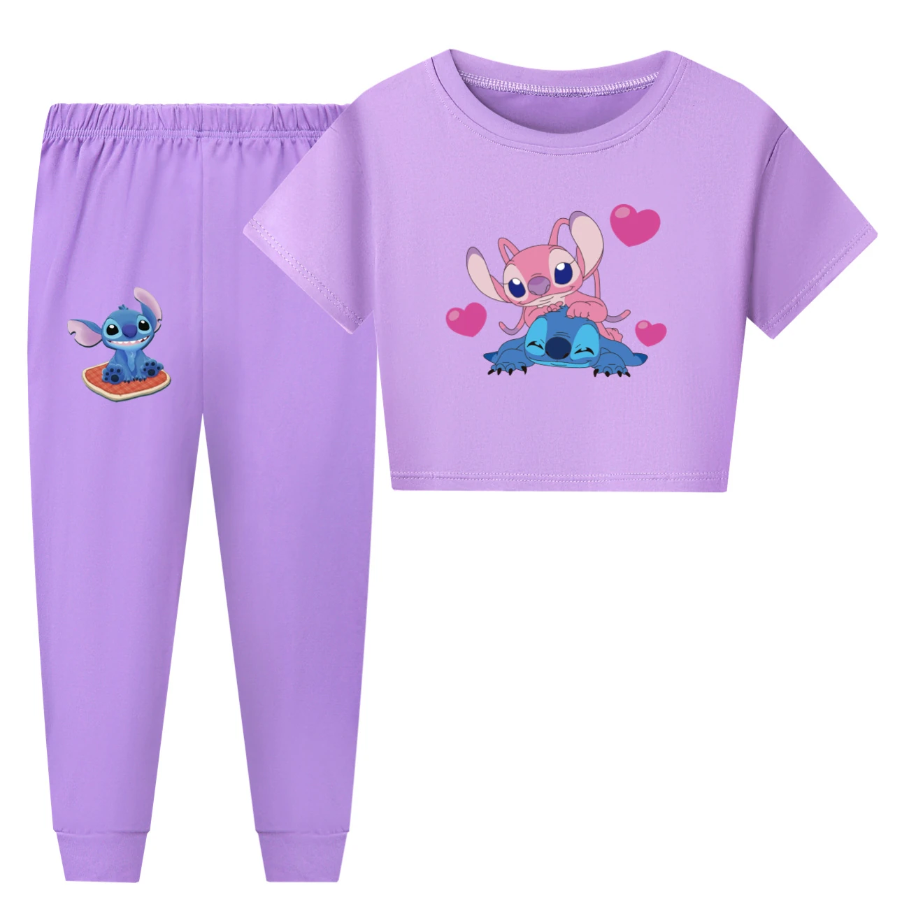 Family Mixed-Sleeve Lounge Collection — 3505, Style 24 · Short Sleeve · Pants · Purple
