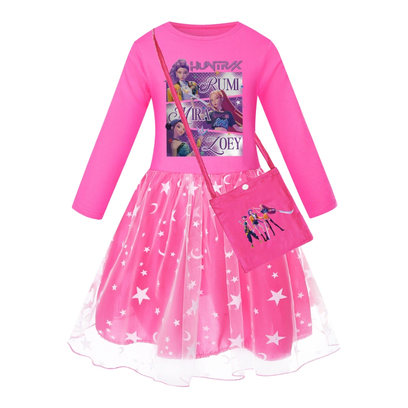 Rainbow Tulle Twirl Dress — 4829 Edition, Style 08 · Star Tulle · with Bag · Rose