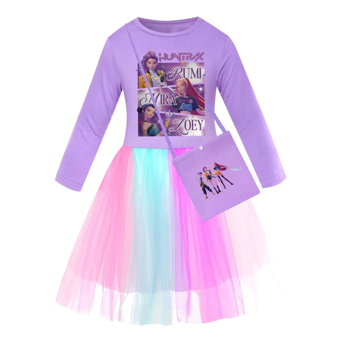 Rainbow Tulle Twirl Dress — 4829 Edition, Style 10 · Long Tulle · with Bag · Purple