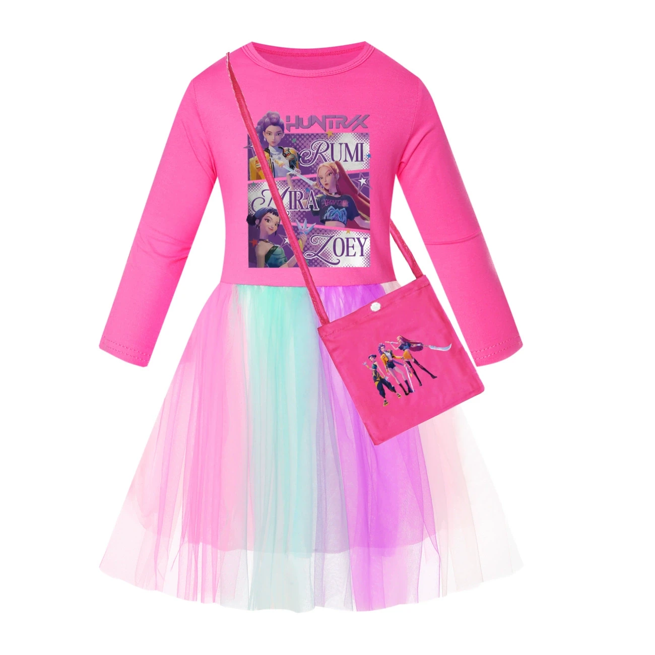 Rainbow Tulle Twirl Dress — 4829 Edition, Style 11 · Long Tulle · with Bag · Rose