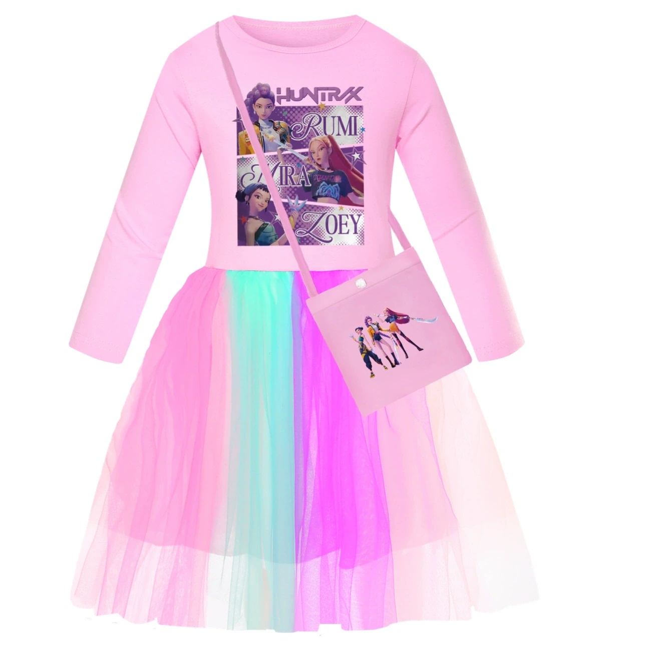 Rainbow Tulle Twirl Dress — 4829 Edition, Style 12 · Long Tulle · with Bag · Pink