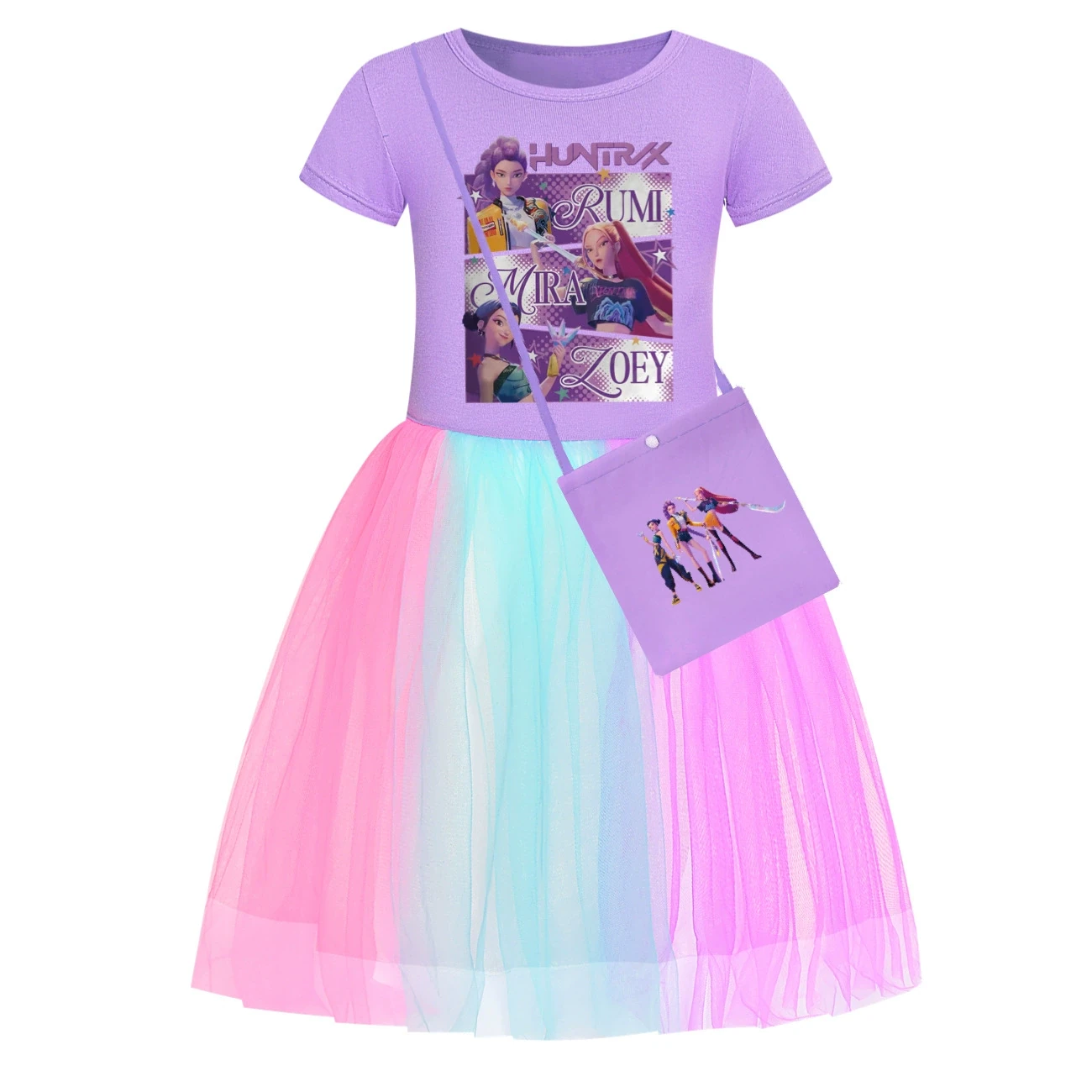 Rainbow Tulle Twirl Dress — 4829 Edition, Style 22 · Short Tulle · with Bag · Purple