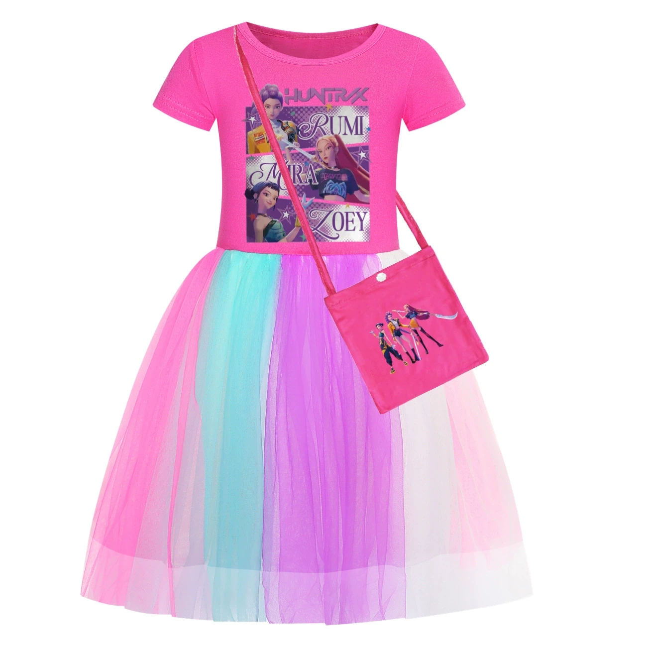 Rainbow Tulle Twirl Dress — 4829 Edition, Style 23 · Short Tulle · with Bag · Rose