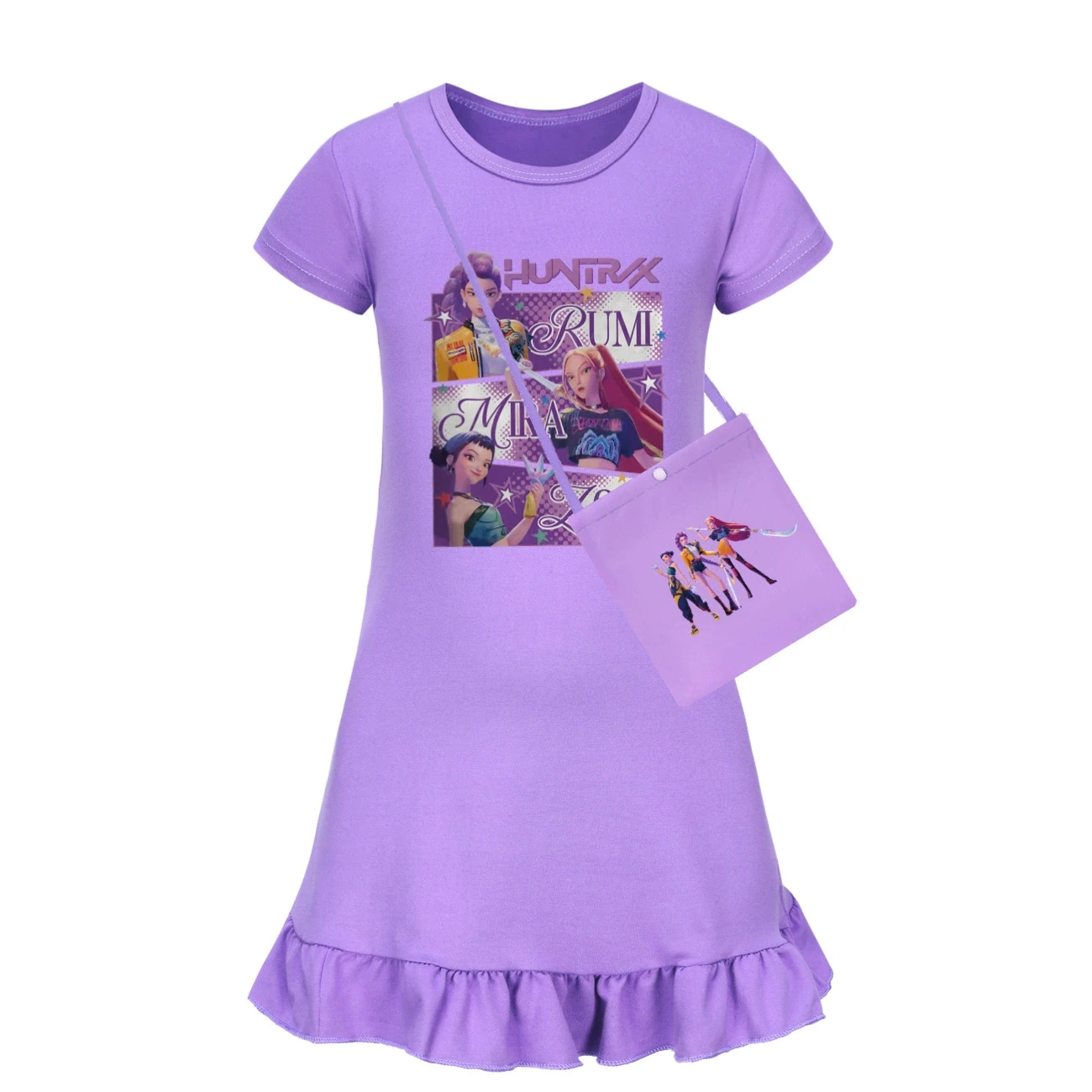 Ruffle-Hem Jersey Dress — 4829 Edition, Style 01 · with Bag · Purple