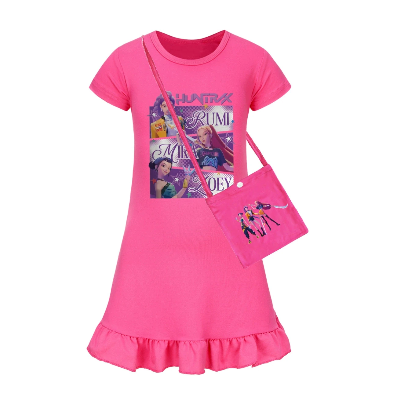 Ruffle-Hem Jersey Dress — 4829 Edition, Style 02 · with Bag · Rose