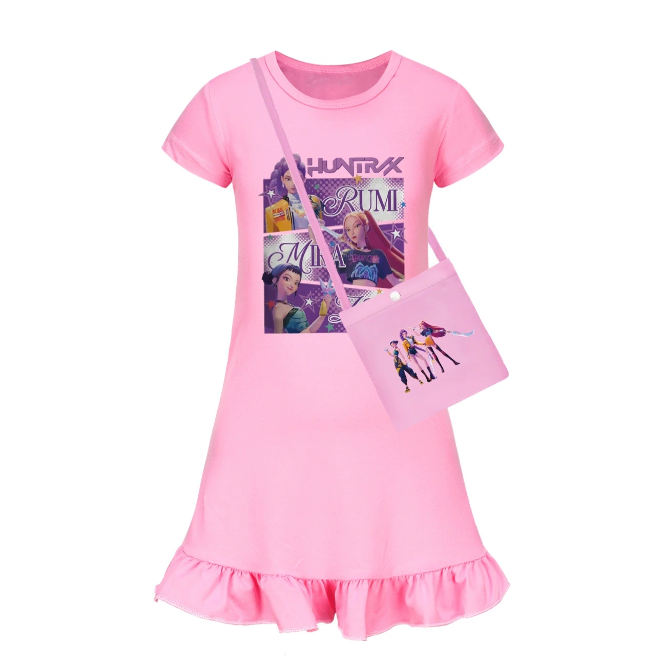Ruffle-Hem Jersey Dress — 4829 Edition, Style 03 · with Bag · Pink