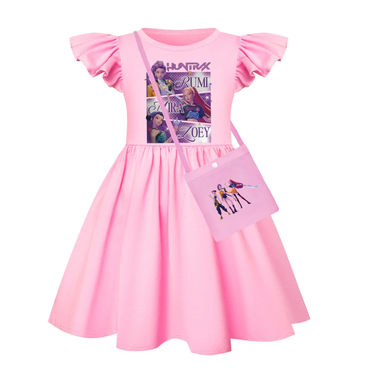 Ruffle-Hem Jersey Dress — 4829 Edition, Style 17 · with Bag · Pink