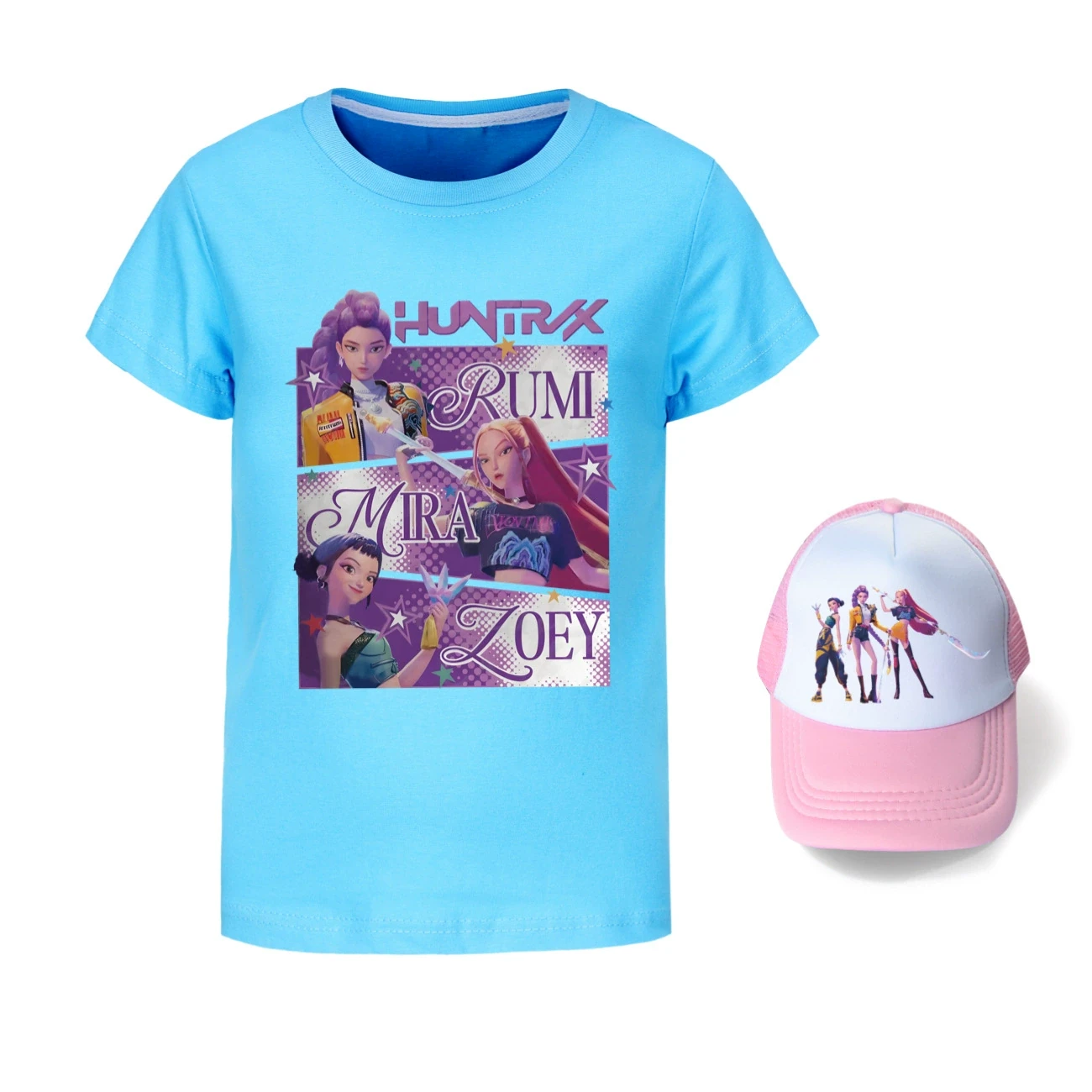 Graphic Tee & Sun Hat Set — 4829 Edition, Style 08 · Light Blue