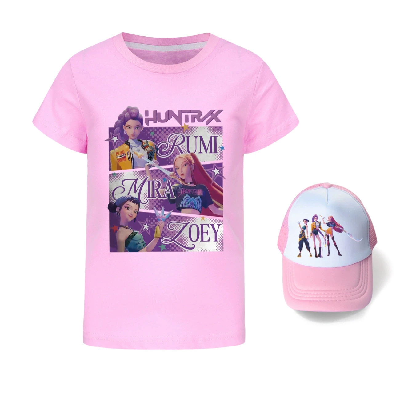 Graphic Tee & Sun Hat Set — 4829 Edition, Style 11 · Pink