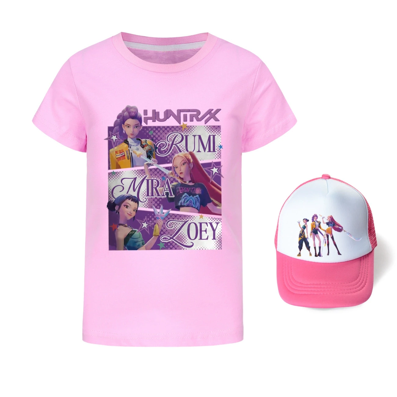 Graphic Tee & Sun Hat Set — 4829 Edition, Style 25 · Pink