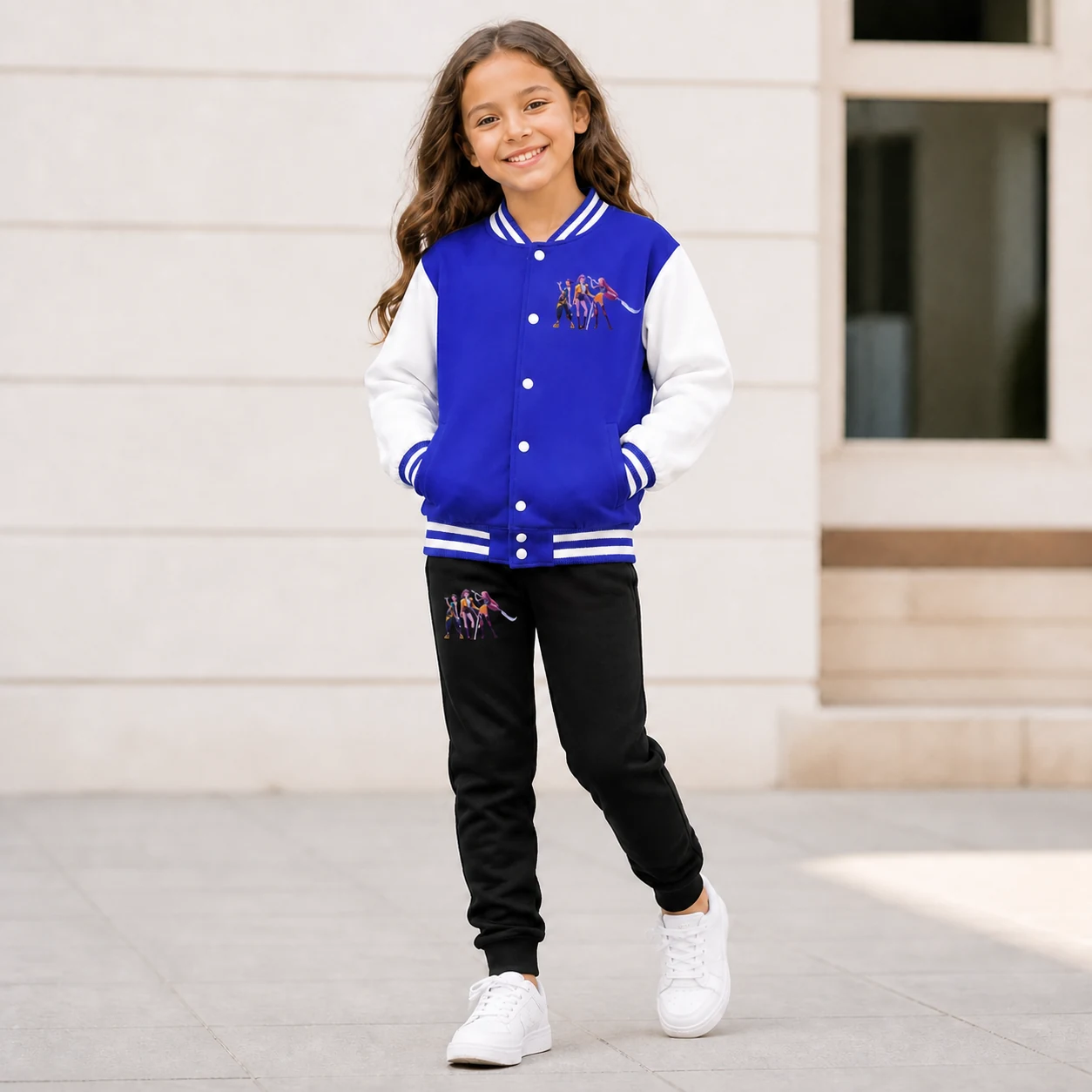 Cropped Graphic Varsity Jacket & Jogger Set product view