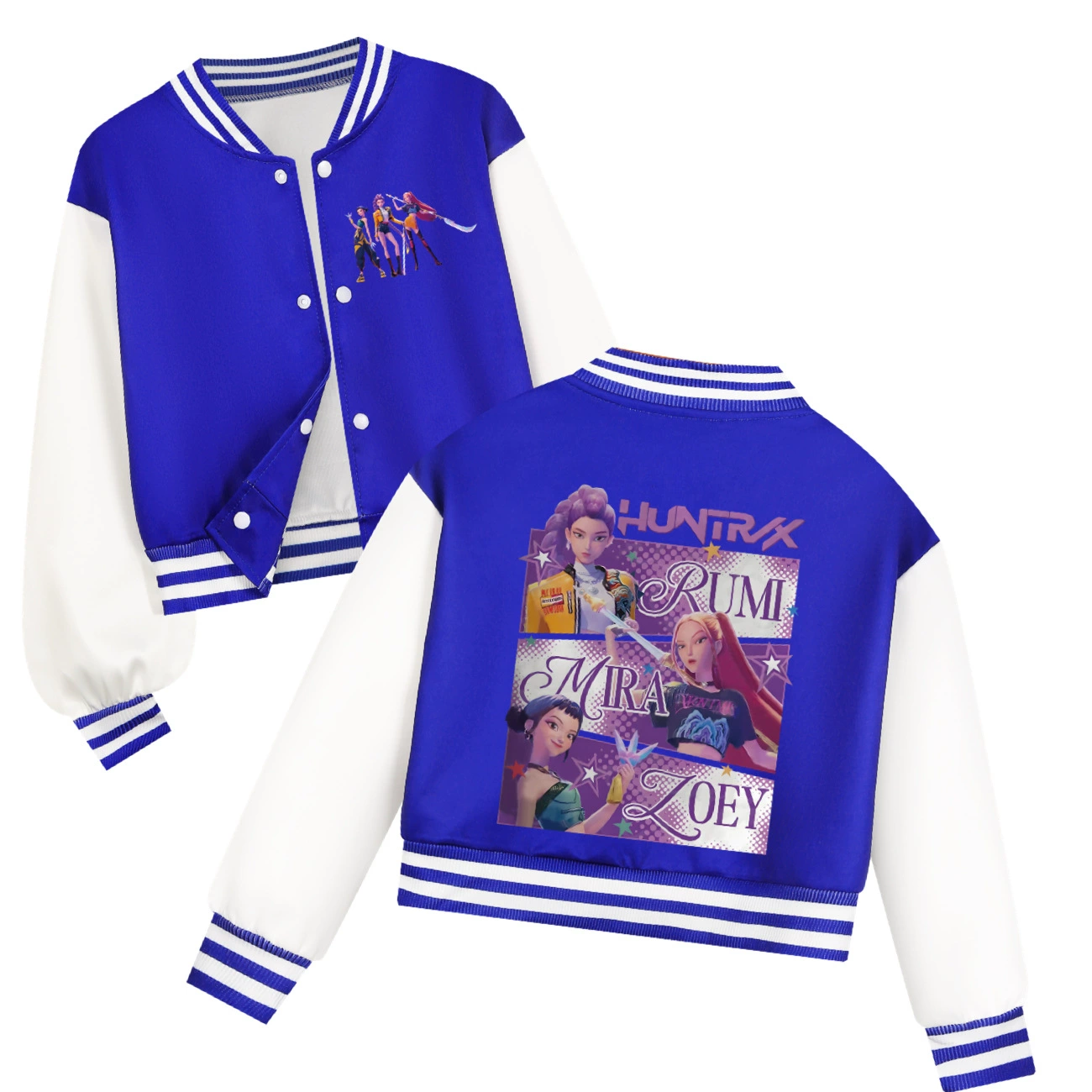 Cropped Graphic Varsity Jacket & Jogger Set, Style 01 · Cropped Varsity Jacket · Blue