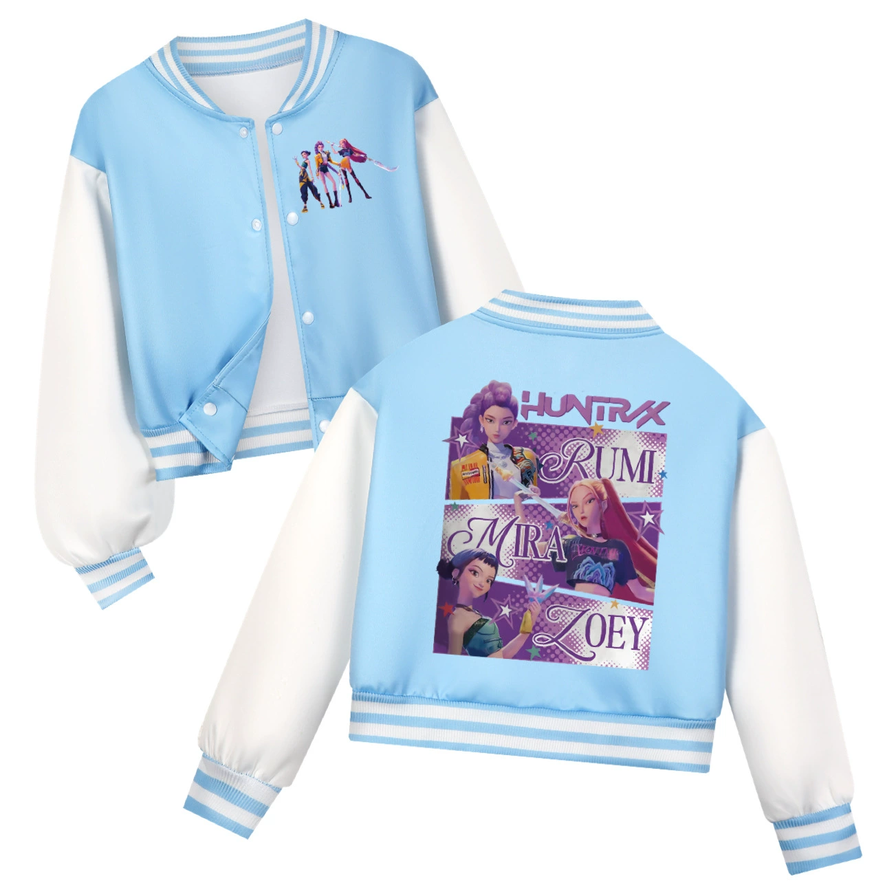 Cropped Graphic Varsity Jacket & Jogger Set, Style 03 · Cropped Varsity Jacket · Sky Blue