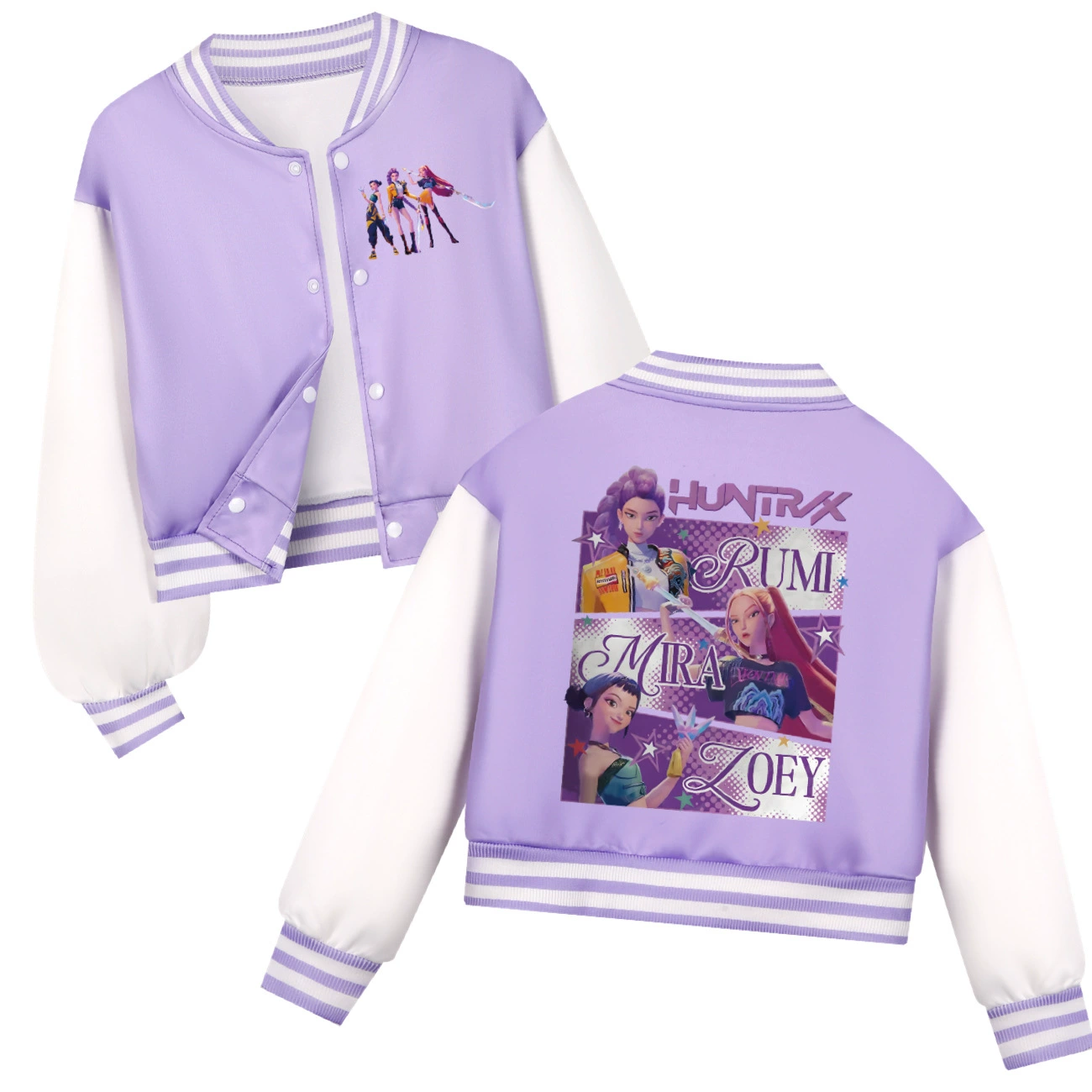 Cropped Graphic Varsity Jacket & Jogger Set, Style 04 · Cropped Varsity Jacket · Purple