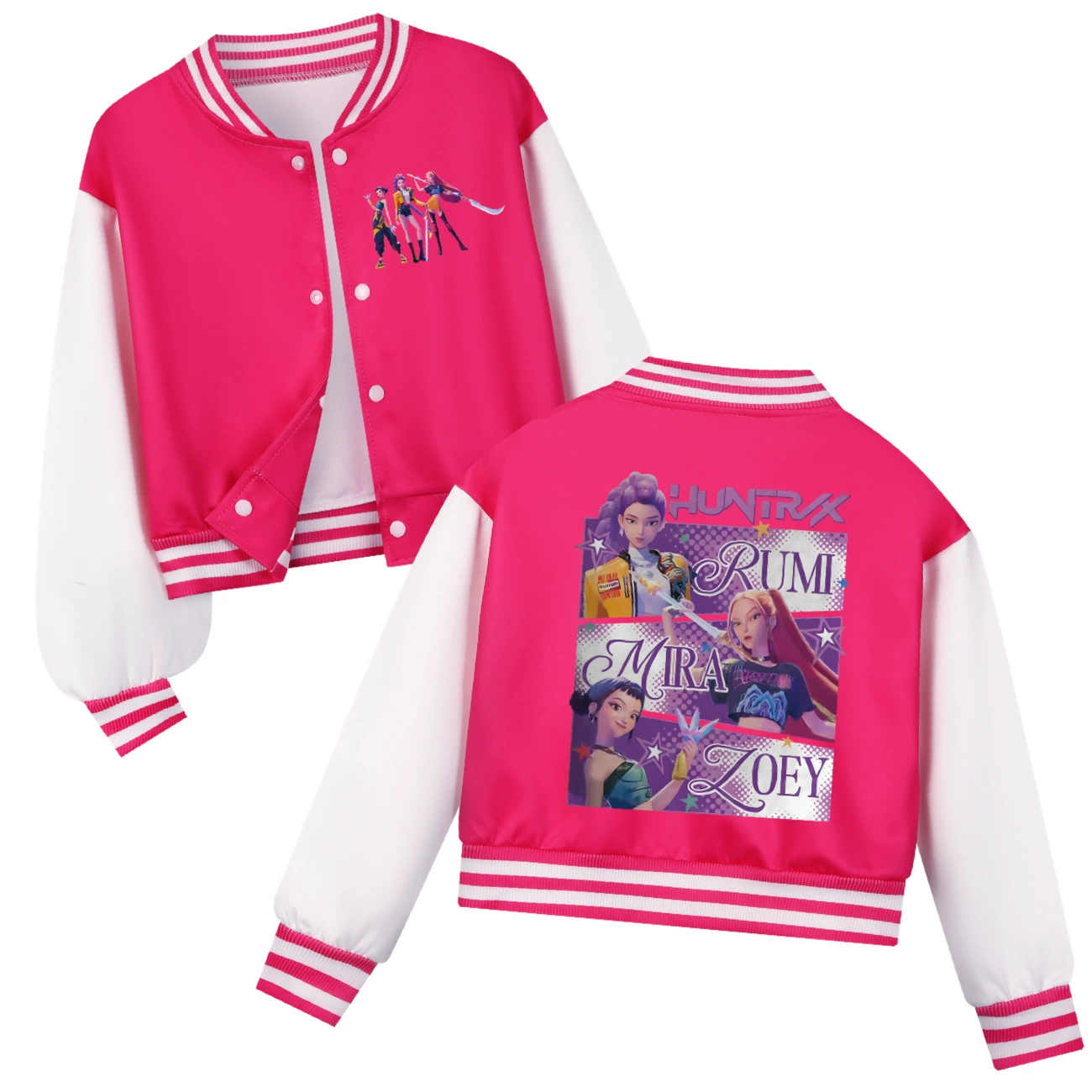 Cropped Graphic Varsity Jacket & Jogger Set, Style 05 · Cropped Varsity Jacket · Rose