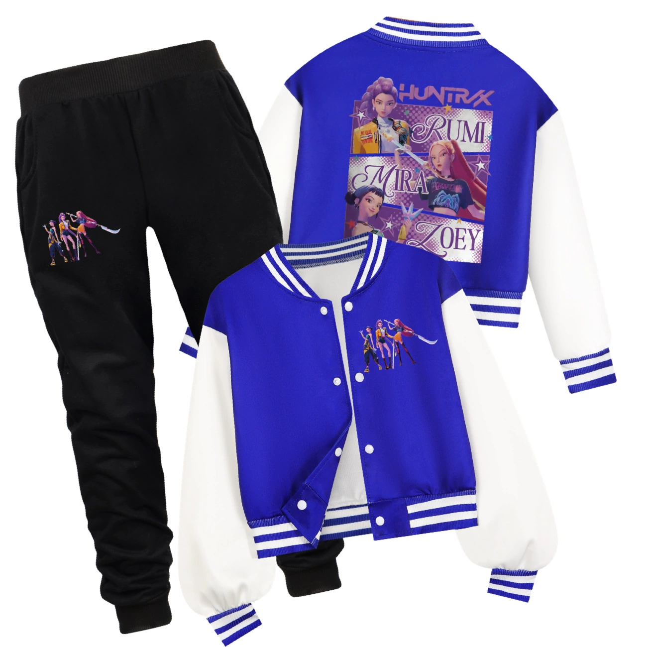 Cropped Graphic Varsity Jacket & Jogger Set, Style 07 · Cropped Varsity Jacket · Jogger Set · Blue