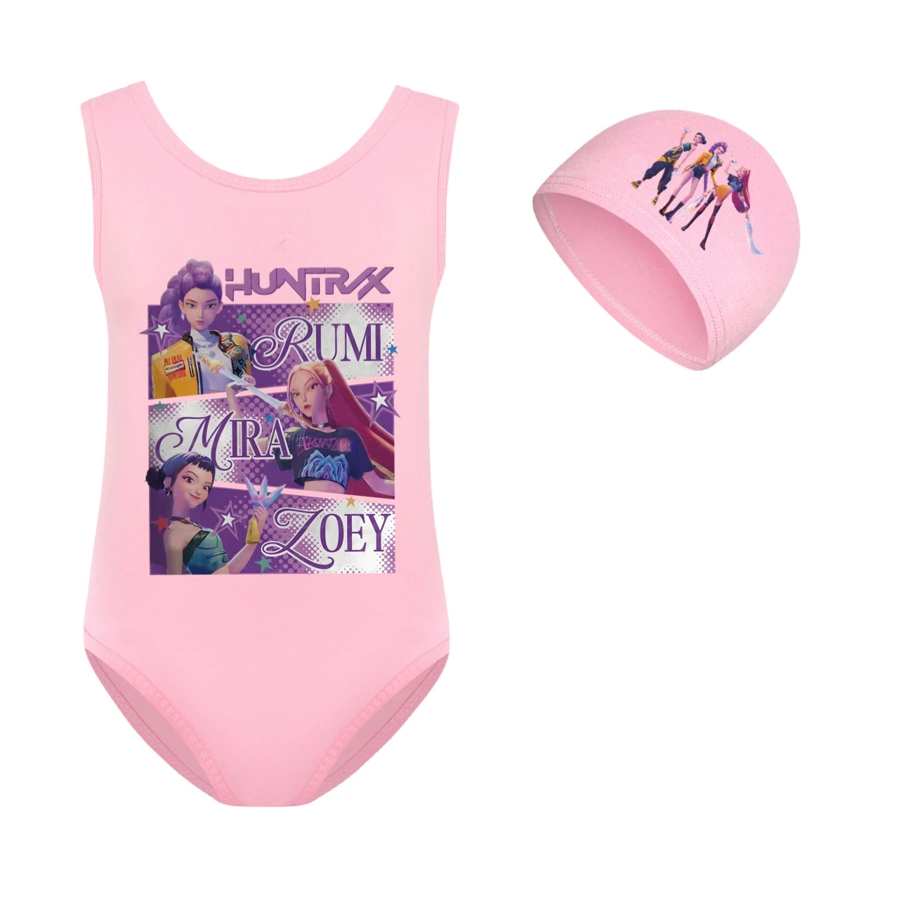 Girls’ Swimsuit & Cap Set — 4829 Edition, Style 09 · Set · Pink