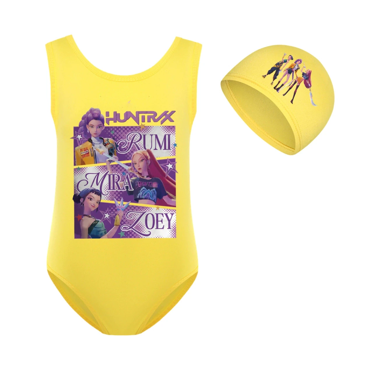 Girls’ Swimsuit & Cap Set — 4829 Edition, Style 10 · Set · Yellow
