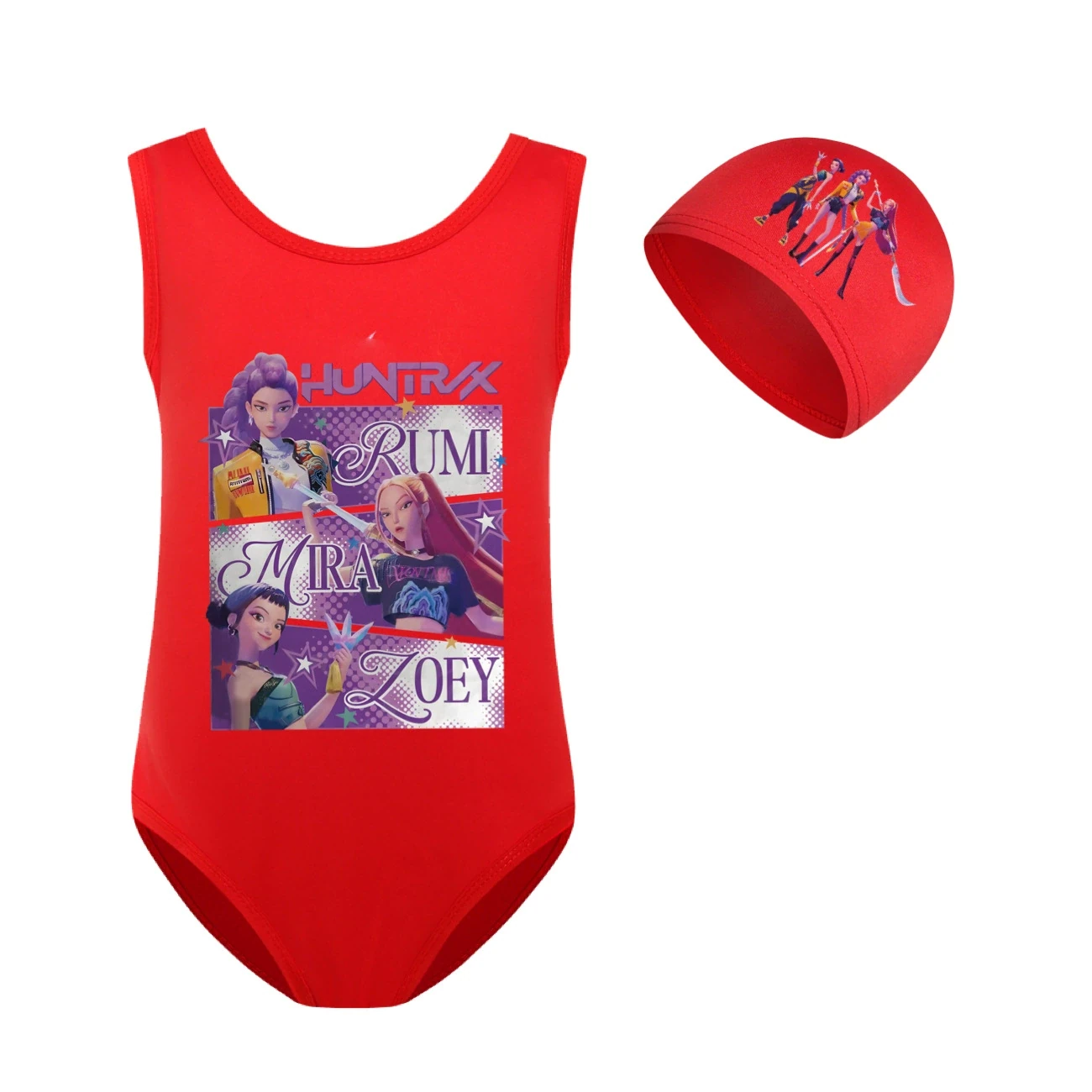 Girls’ Swimsuit & Cap Set — 4829 Edition, Style 11 · Set · Red
