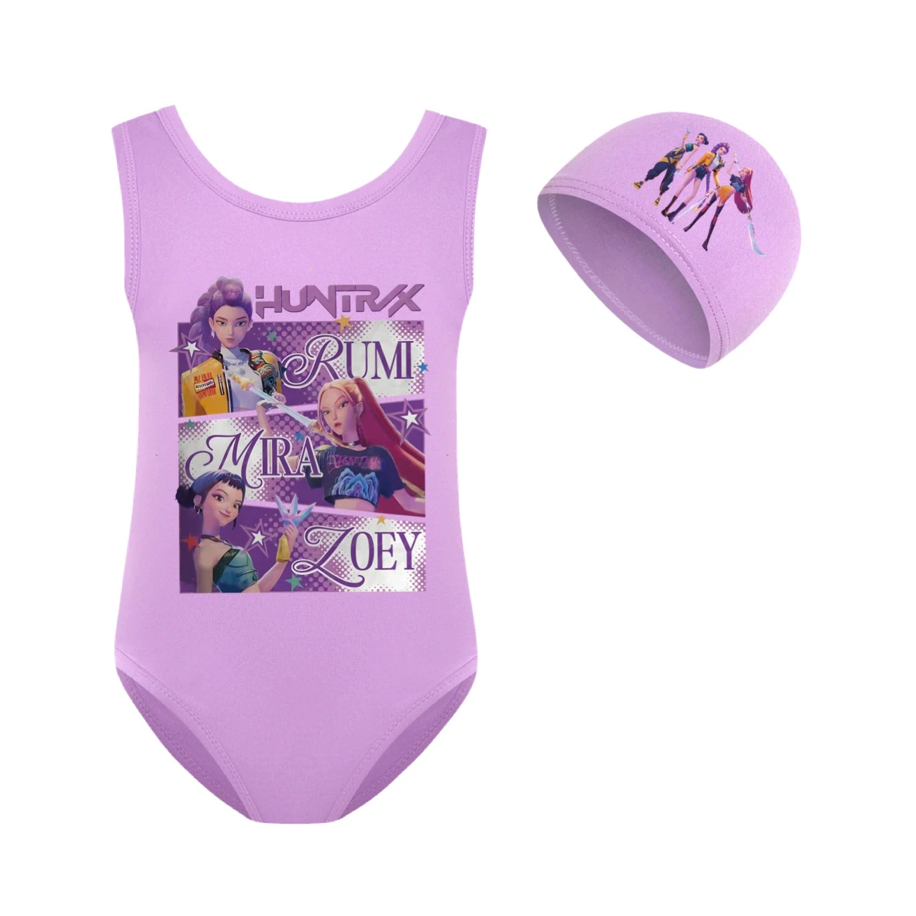 Girls’ Swimsuit & Cap Set — 4829 Edition, Style 12 · Set · Purple