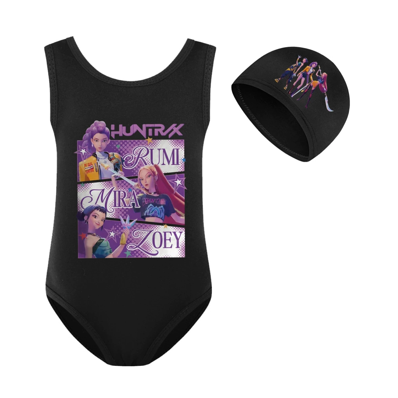 Girls’ Swimsuit & Cap Set — 4829 Edition, Style 13 · Set · Black