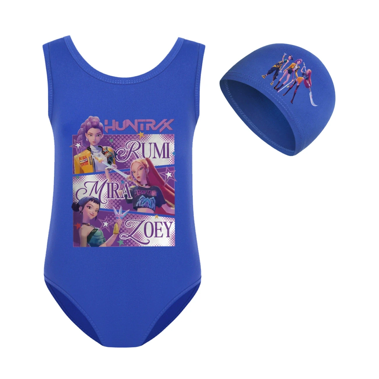 Girls’ Swimsuit & Cap Set — 4829 Edition, Style 14 · Set · Blue
