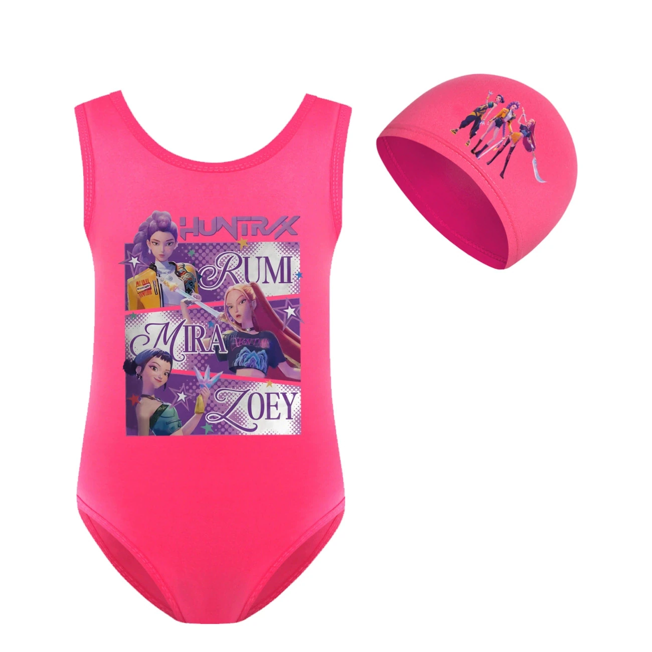 Girls’ Swimsuit & Cap Set — 4829 Edition, Style 16 · Set · Rose