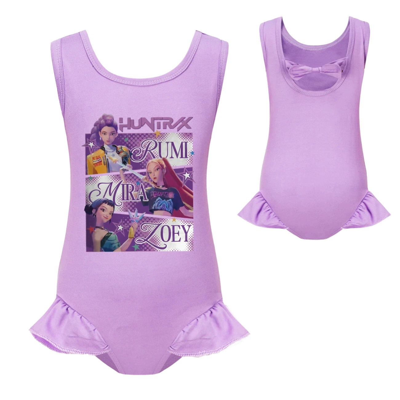 Girls’ Swimsuit & Cap Set — 4829 Edition, Style 19 · Single Piece · Purple