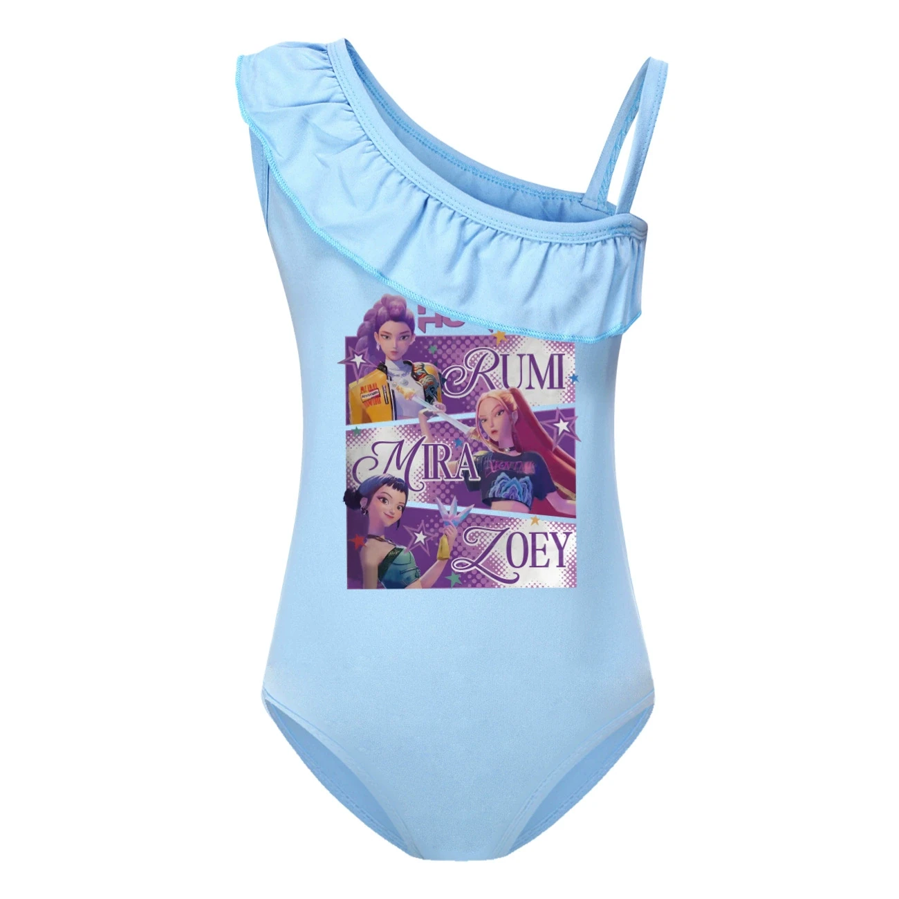 Girls’ Swimsuit & Cap Set — 4829 Edition, Style 21 · Single Piece · Light Blue