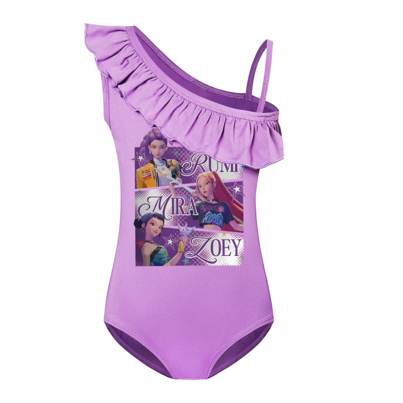 Girls’ Swimsuit & Cap Set — 4829 Edition, Style 23 · Single Piece · Purple