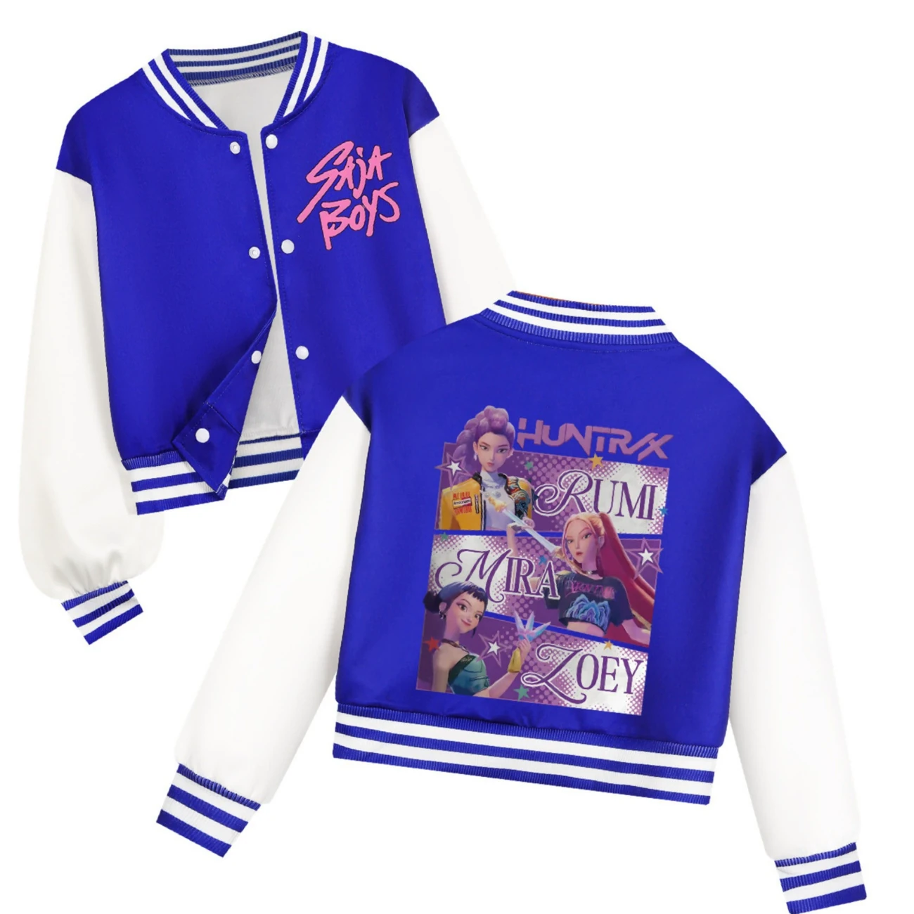 Cropped Graphic Varsity Jacket & Jogger Set — 4829 Edition, Style 01 · Blue