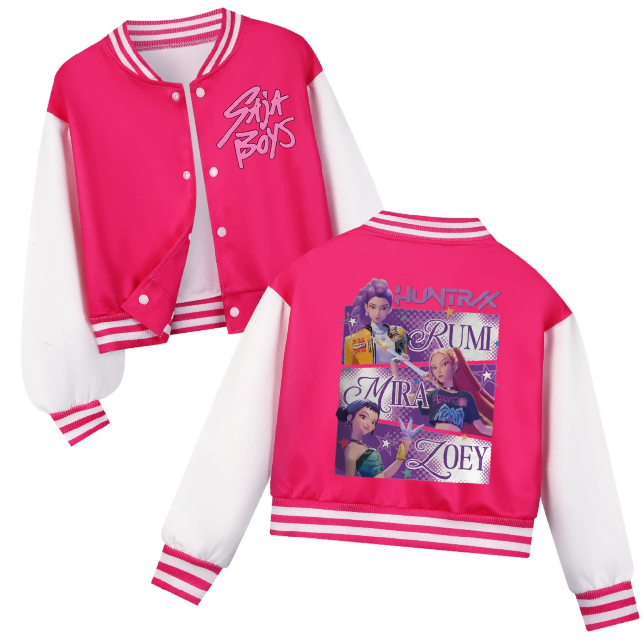 Cropped Graphic Varsity Jacket & Jogger Set — 4829 Edition, Style 05 · Rose