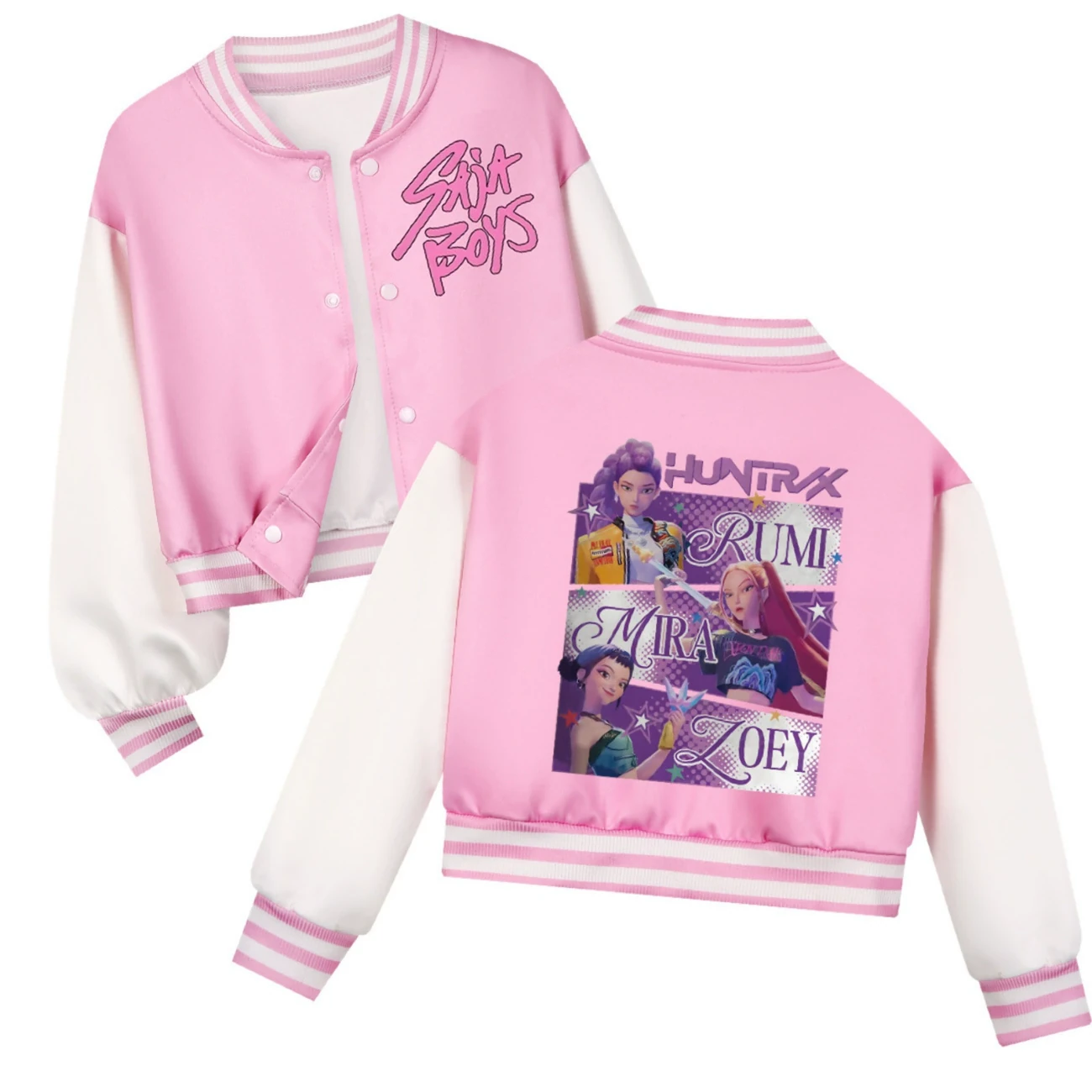 Cropped Graphic Varsity Jacket & Jogger Set — 4829 Edition, Style 06 · Pink