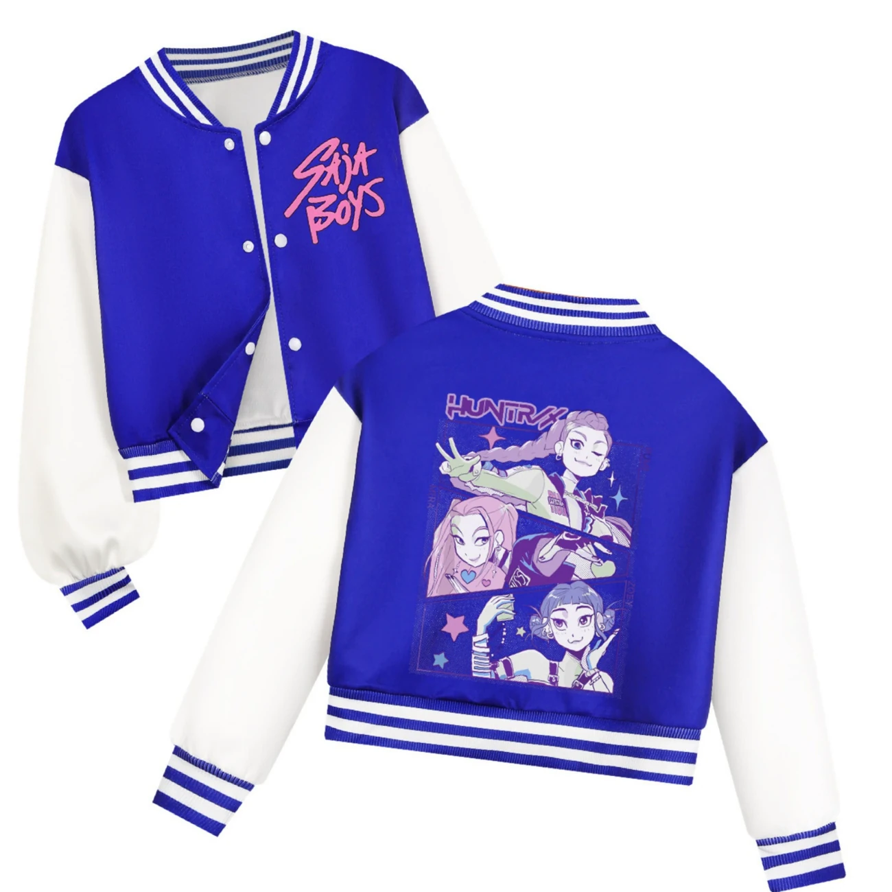 Cropped Graphic Varsity Jacket & Jogger Set — 4829 Edition, Style 07 · Blue
