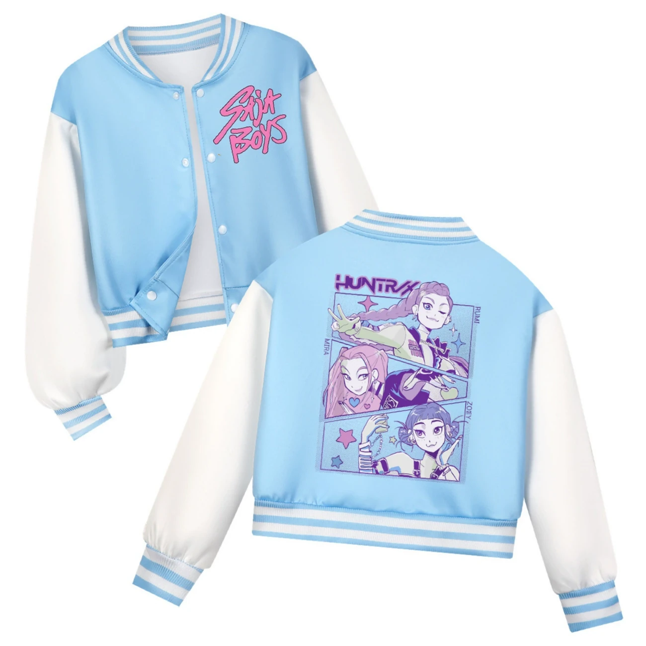 Cropped Graphic Varsity Jacket & Jogger Set — 4829 Edition, Style 09 · Light Blue