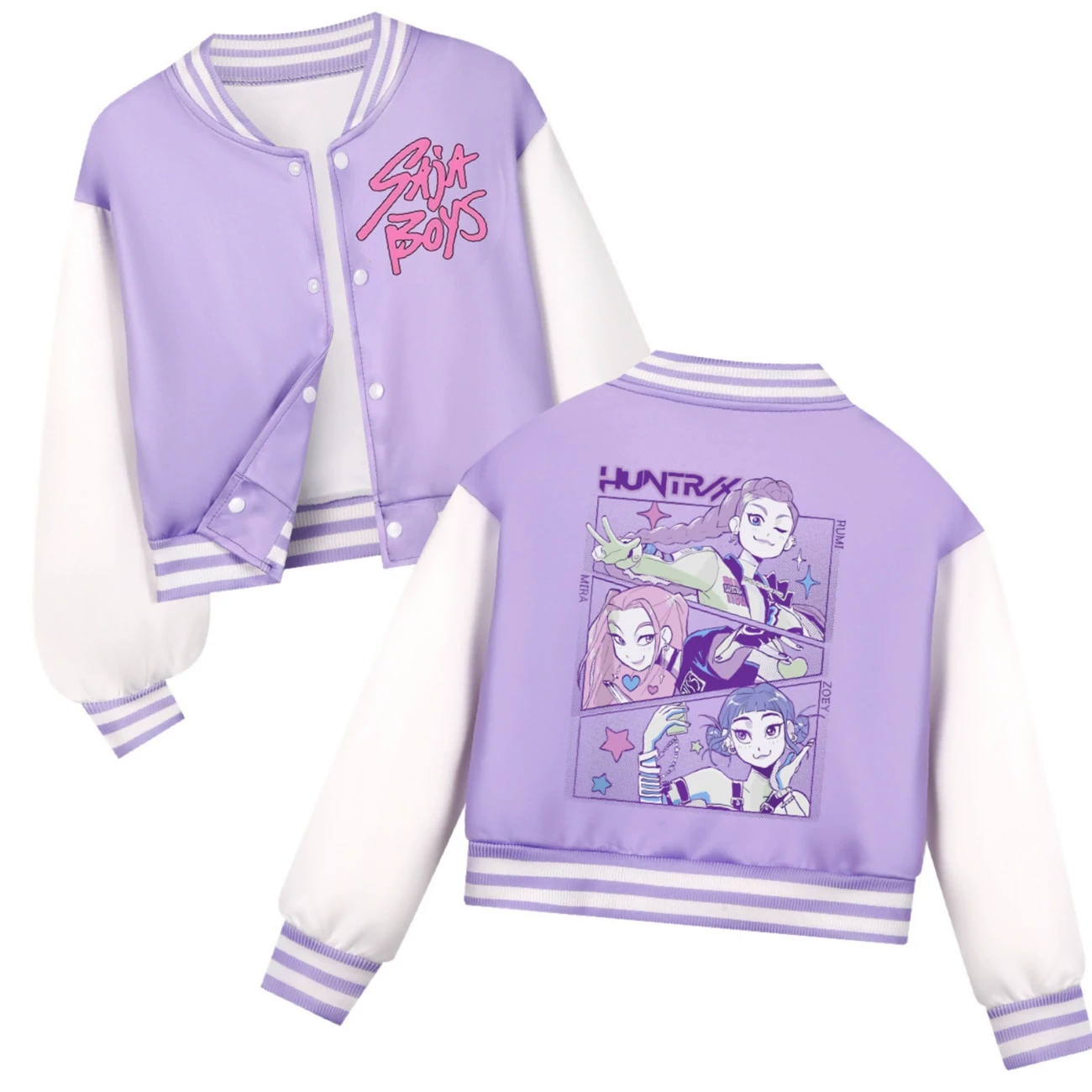 Cropped Graphic Varsity Jacket & Jogger Set — 4829 Edition, Style 10 · Purple