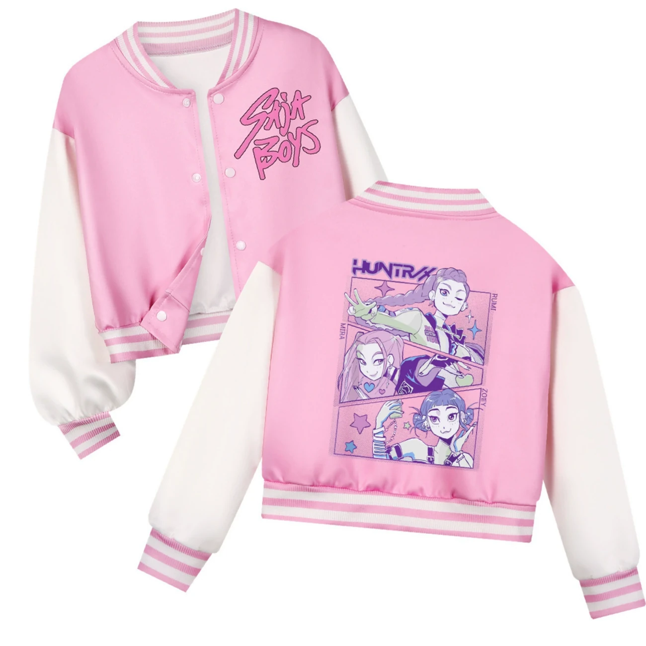 Cropped Graphic Varsity Jacket & Jogger Set — 4829 Edition, Style 12 · Pink