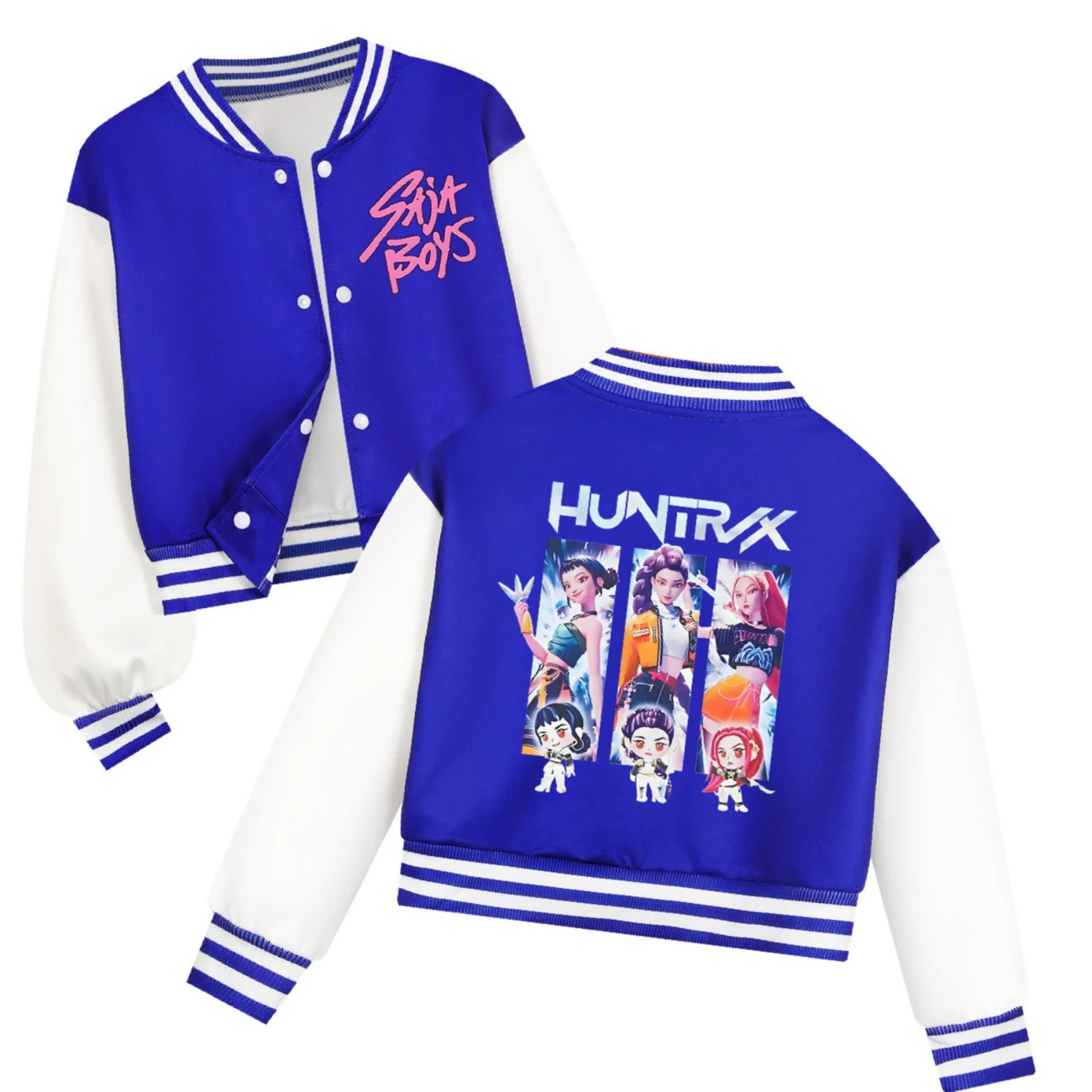 Cropped Graphic Varsity Jacket & Jogger Set — 4829 Edition, Style 13 · Blue