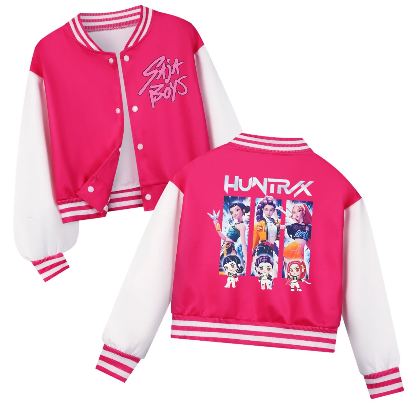Cropped Graphic Varsity Jacket & Jogger Set — 4829 Edition, Style 17 · Rose