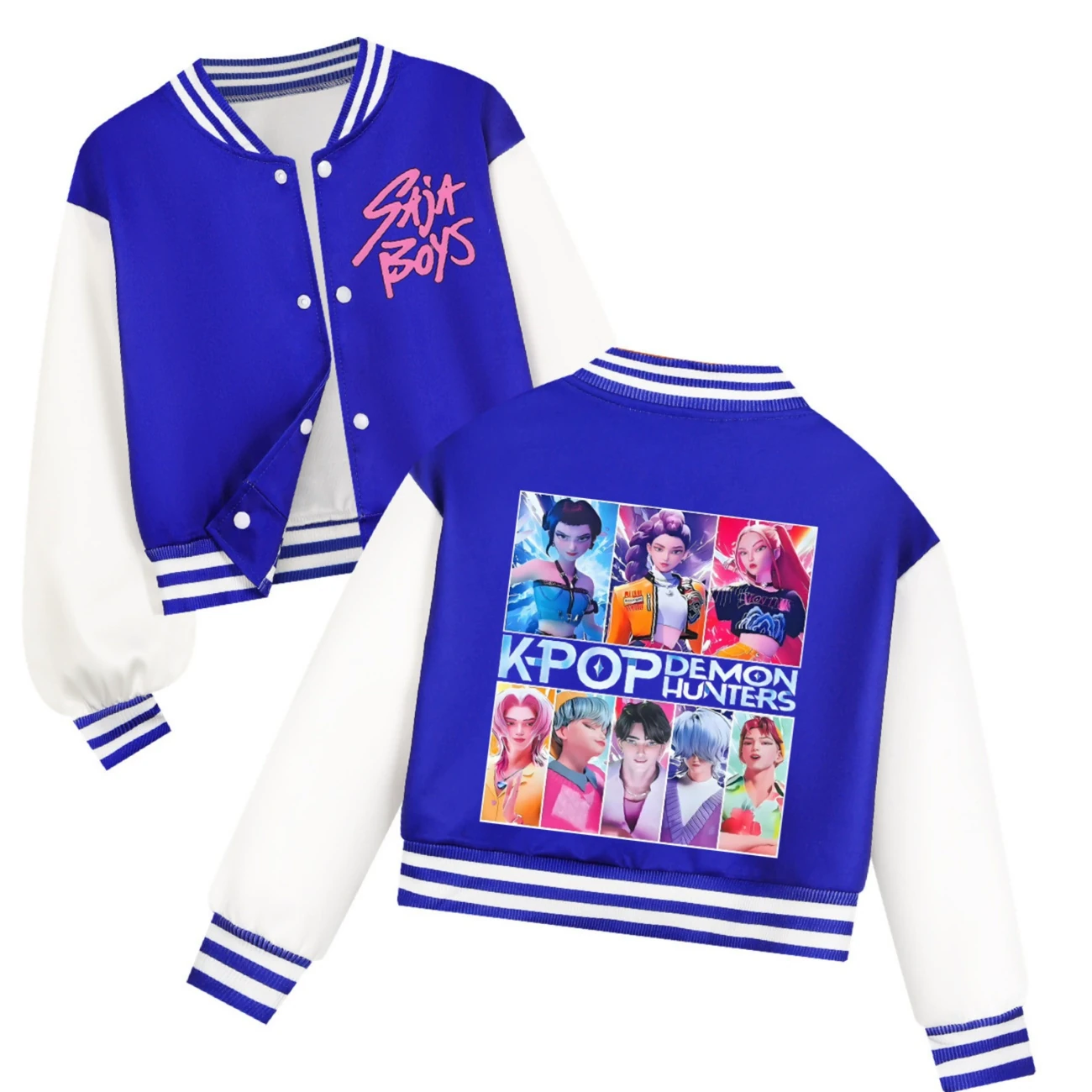 Cropped Graphic Varsity Jacket & Jogger Set — 4829 Edition, Style 19 · Blue