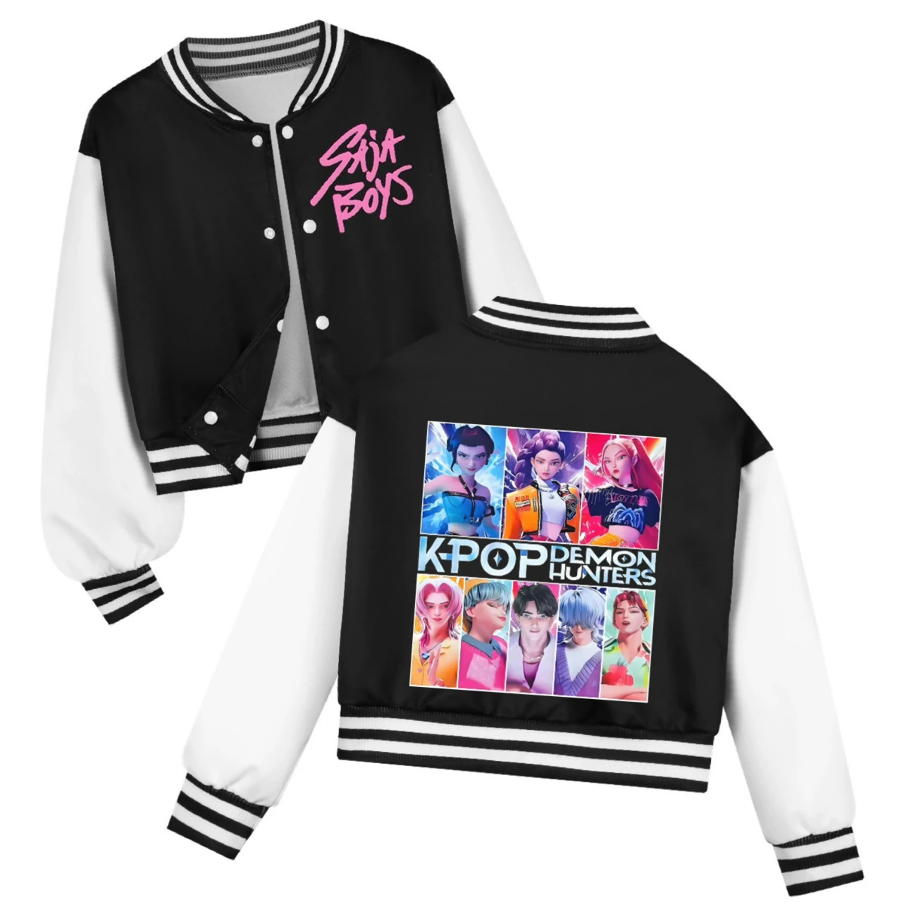 Cropped Graphic Varsity Jacket & Jogger Set — 4829 Edition, Style 20 · Black