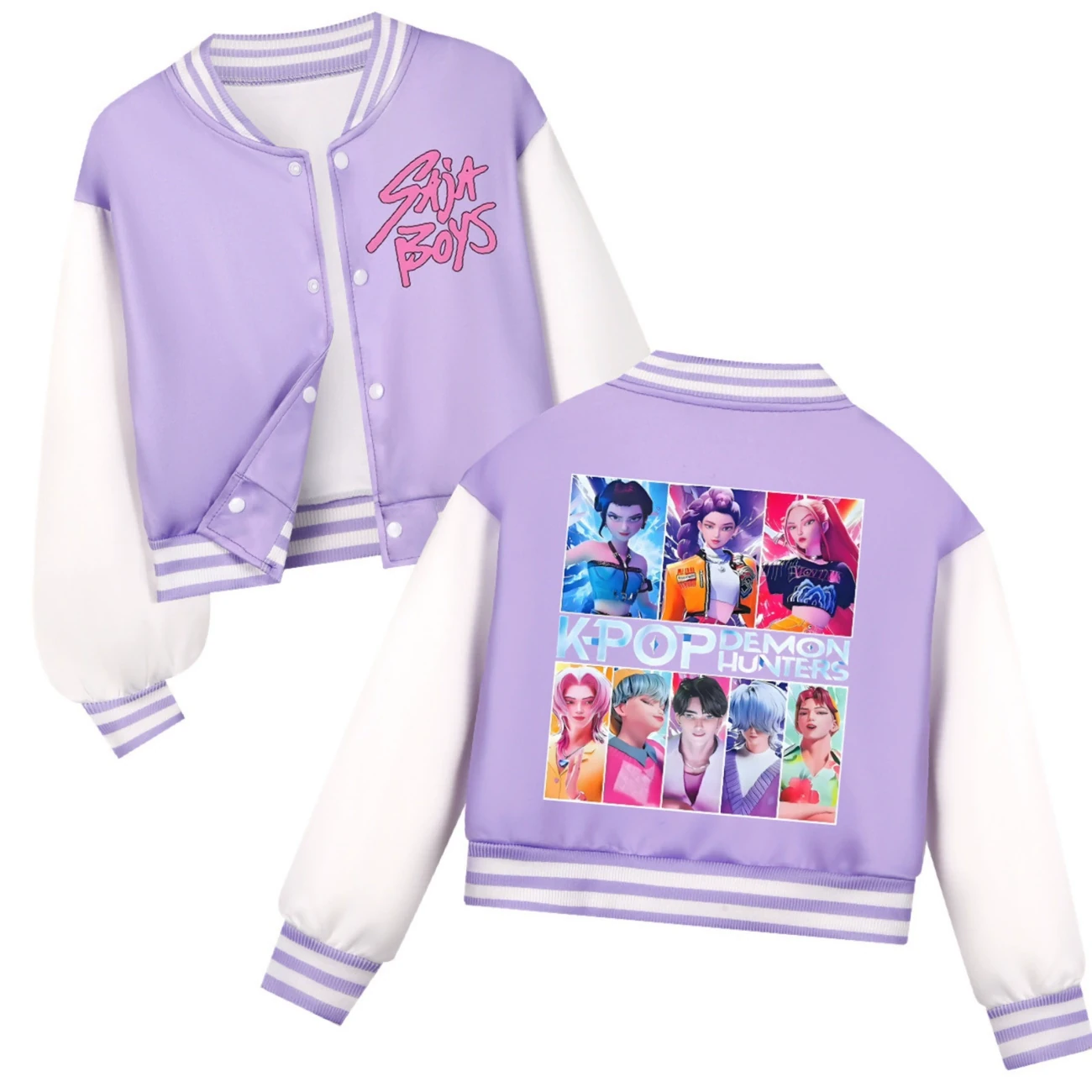 Cropped Graphic Varsity Jacket & Jogger Set — 4829 Edition, Style 22 · Purple
