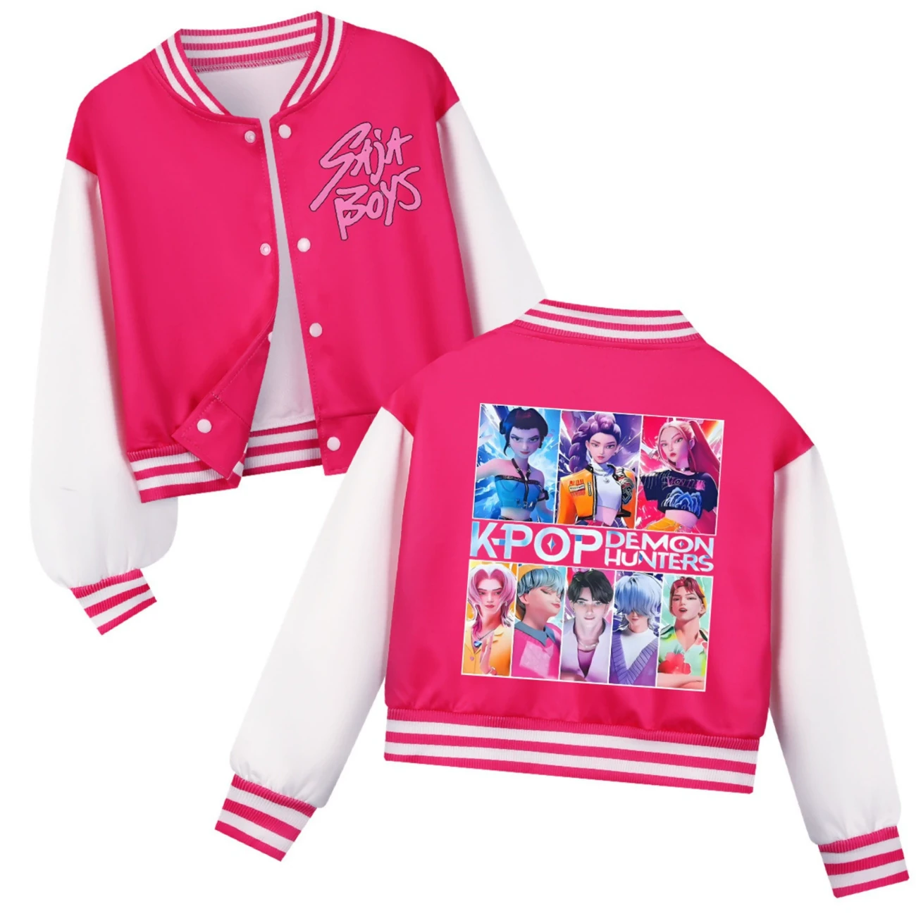 Cropped Graphic Varsity Jacket & Jogger Set — 4829 Edition, Style 23 · Rose