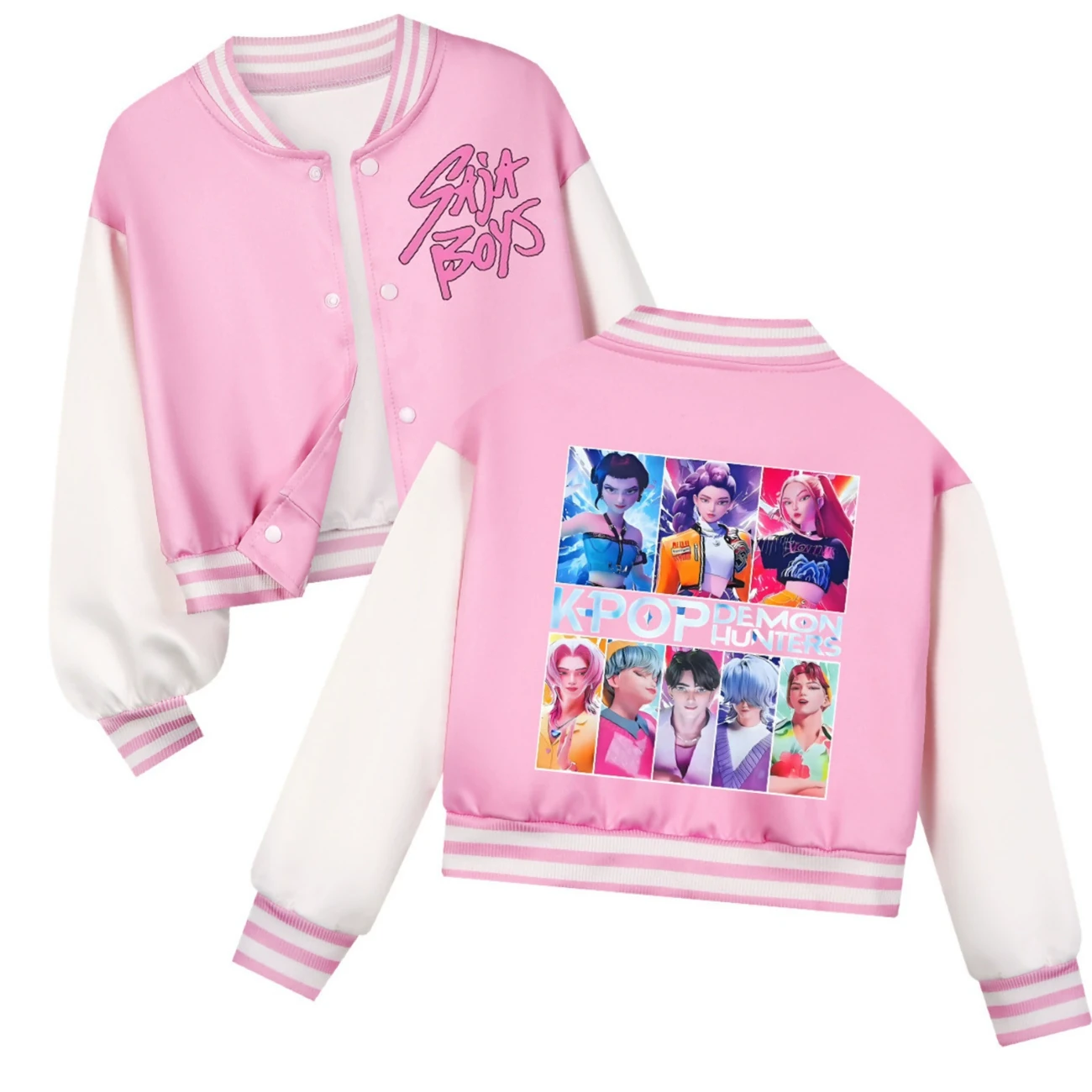 Cropped Graphic Varsity Jacket & Jogger Set — 4829 Edition, Style 24 · Pink