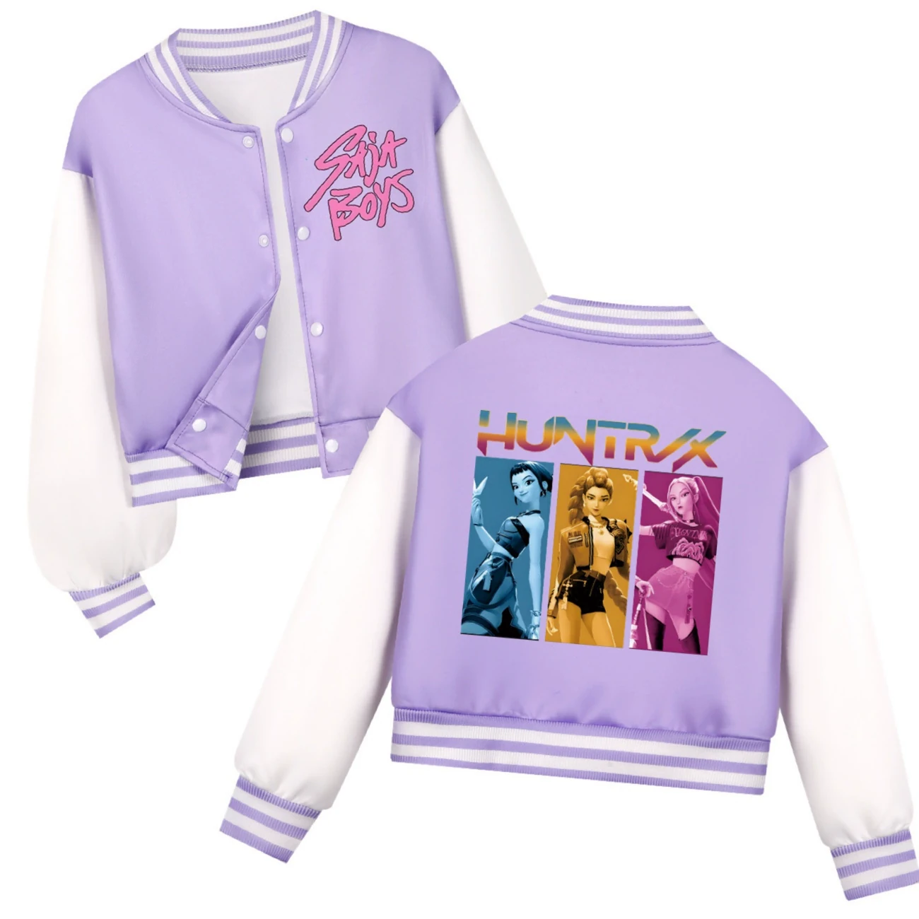 Cropped Graphic Varsity Jacket & Jogger Set — 4829 Edition, Style 25 · Purple