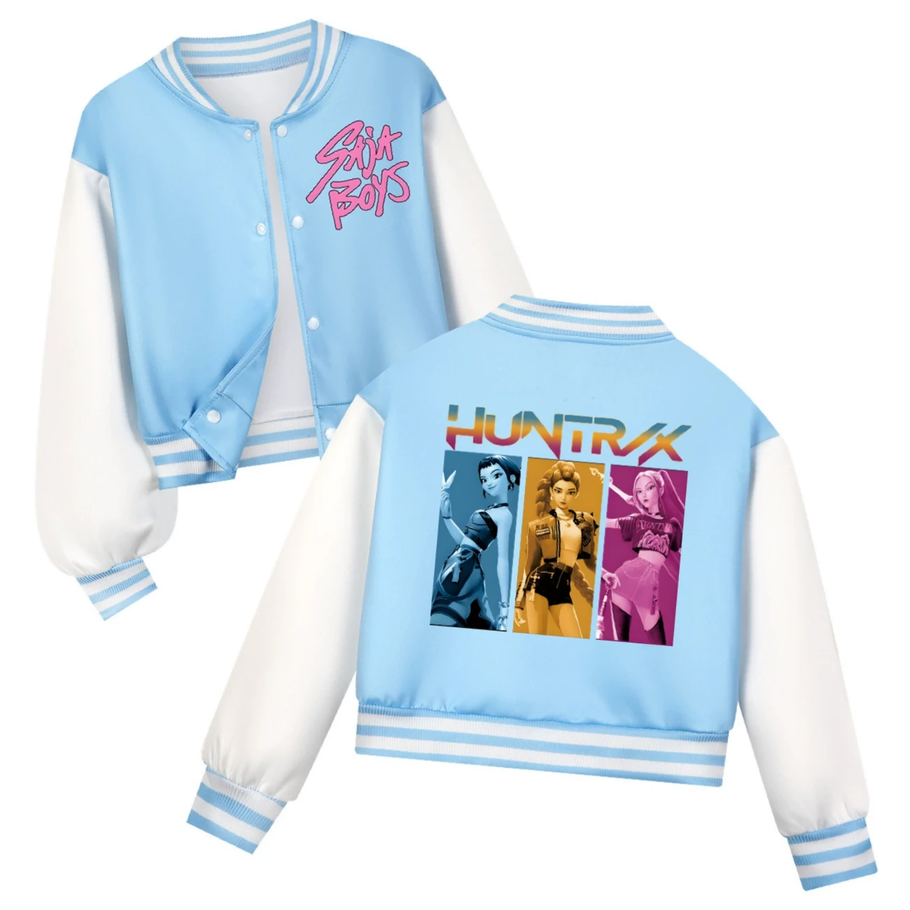 Cropped Graphic Varsity Jacket & Jogger Set — 4829 Edition, Style 26 · Light Blue