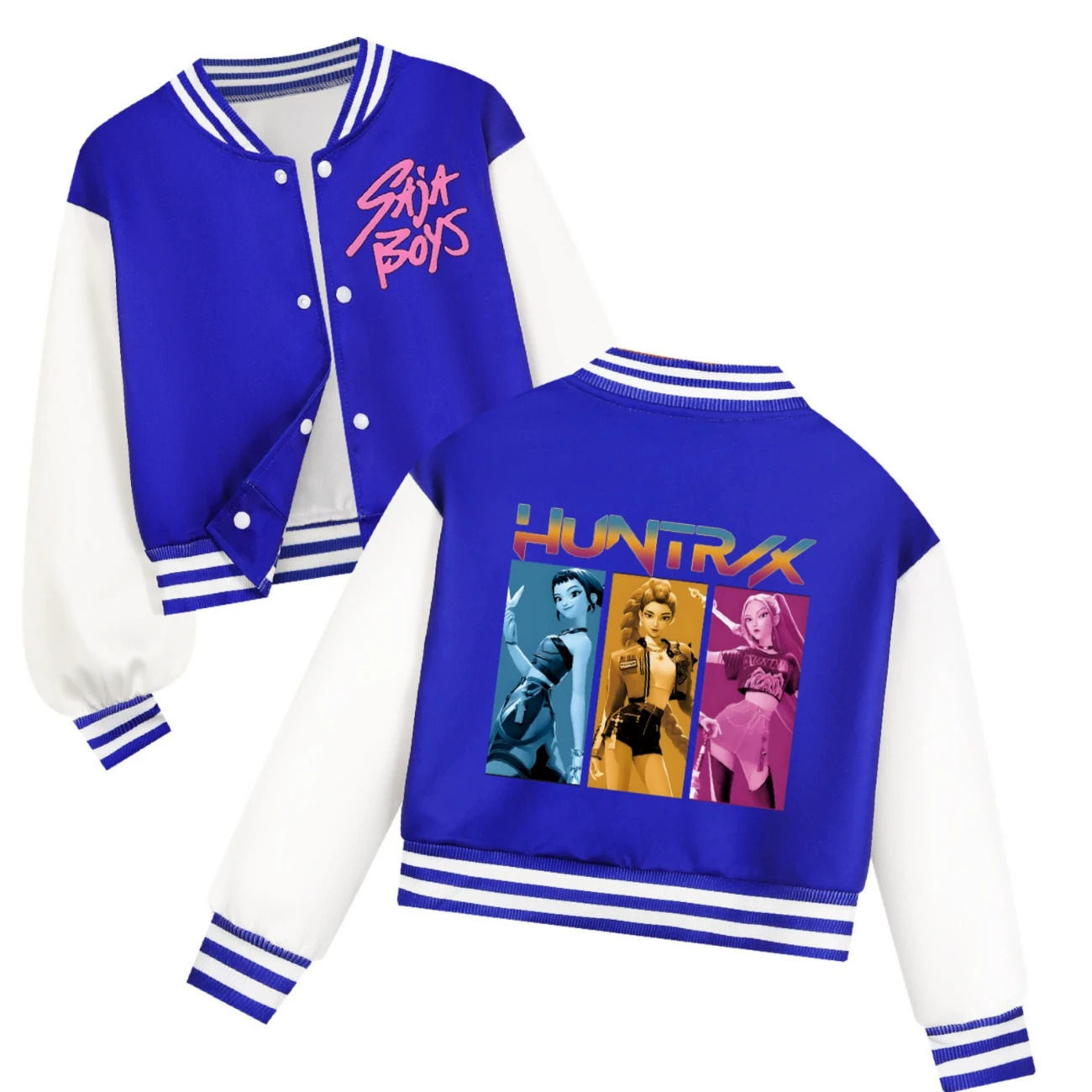 Cropped Graphic Varsity Jacket & Jogger Set — 4829 Edition, Style 28 · Blue